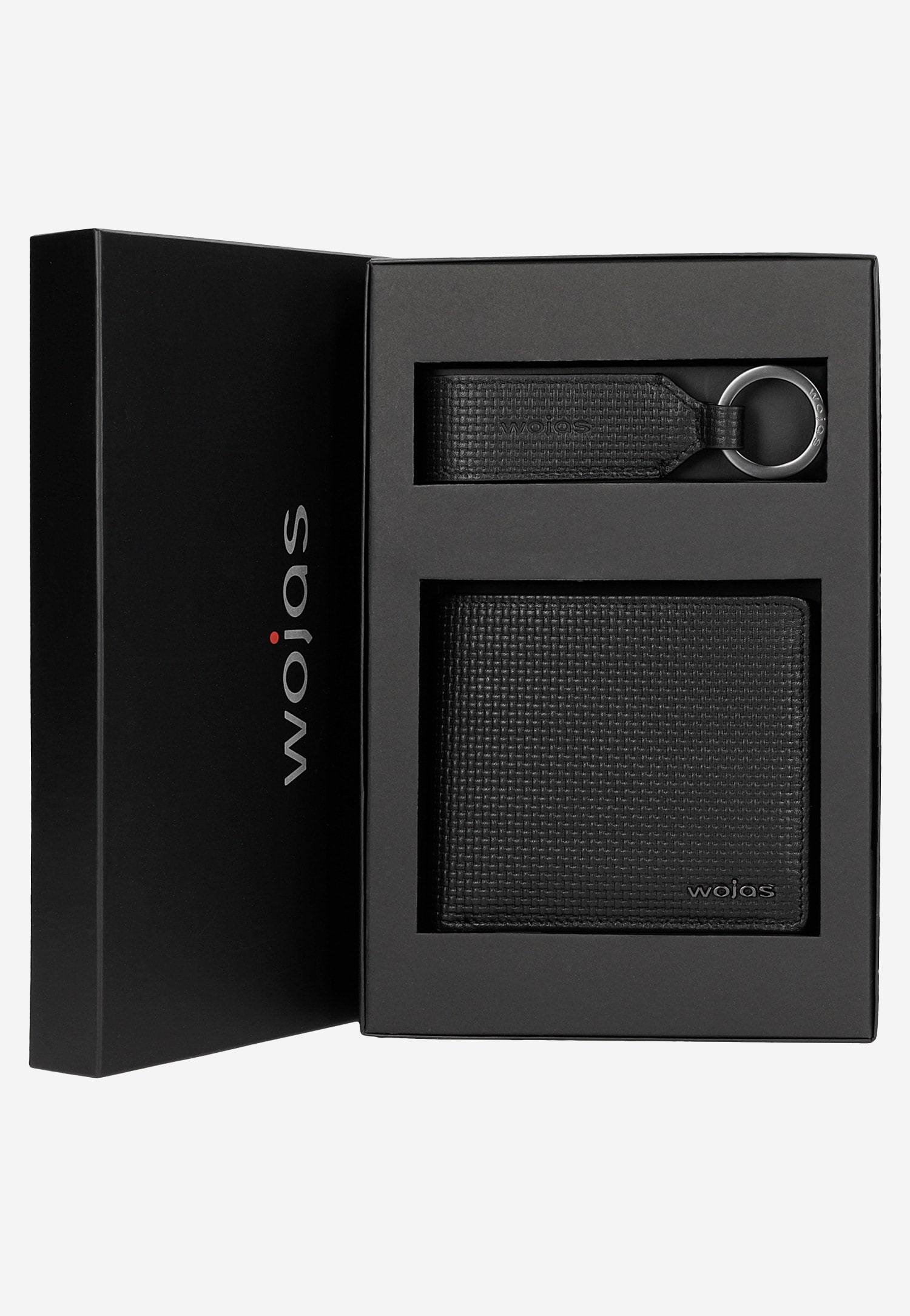 Zestaw prezentowy - czarny portfel męski + brelok z logo
