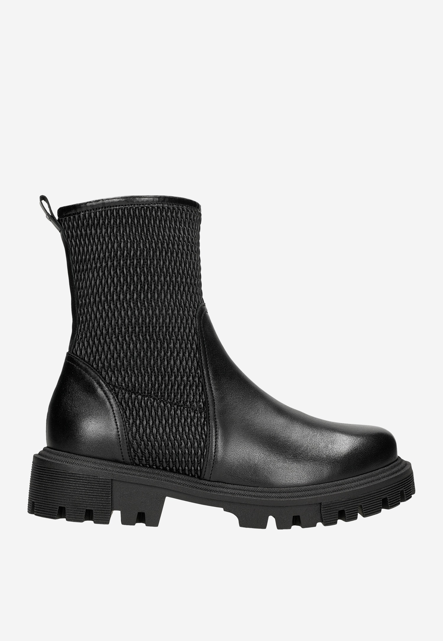Czarne elastyczne botki damskie zapinane na zamek