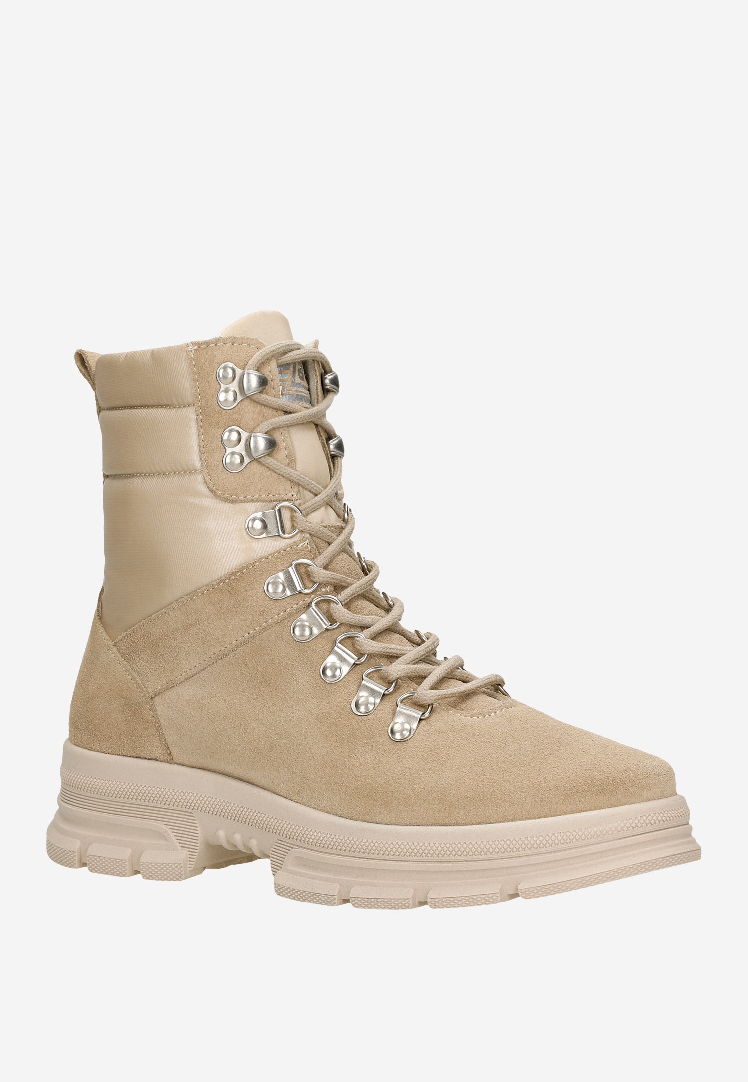 RELAKS czarne trzewiki damskie ze skóry i ortalionu