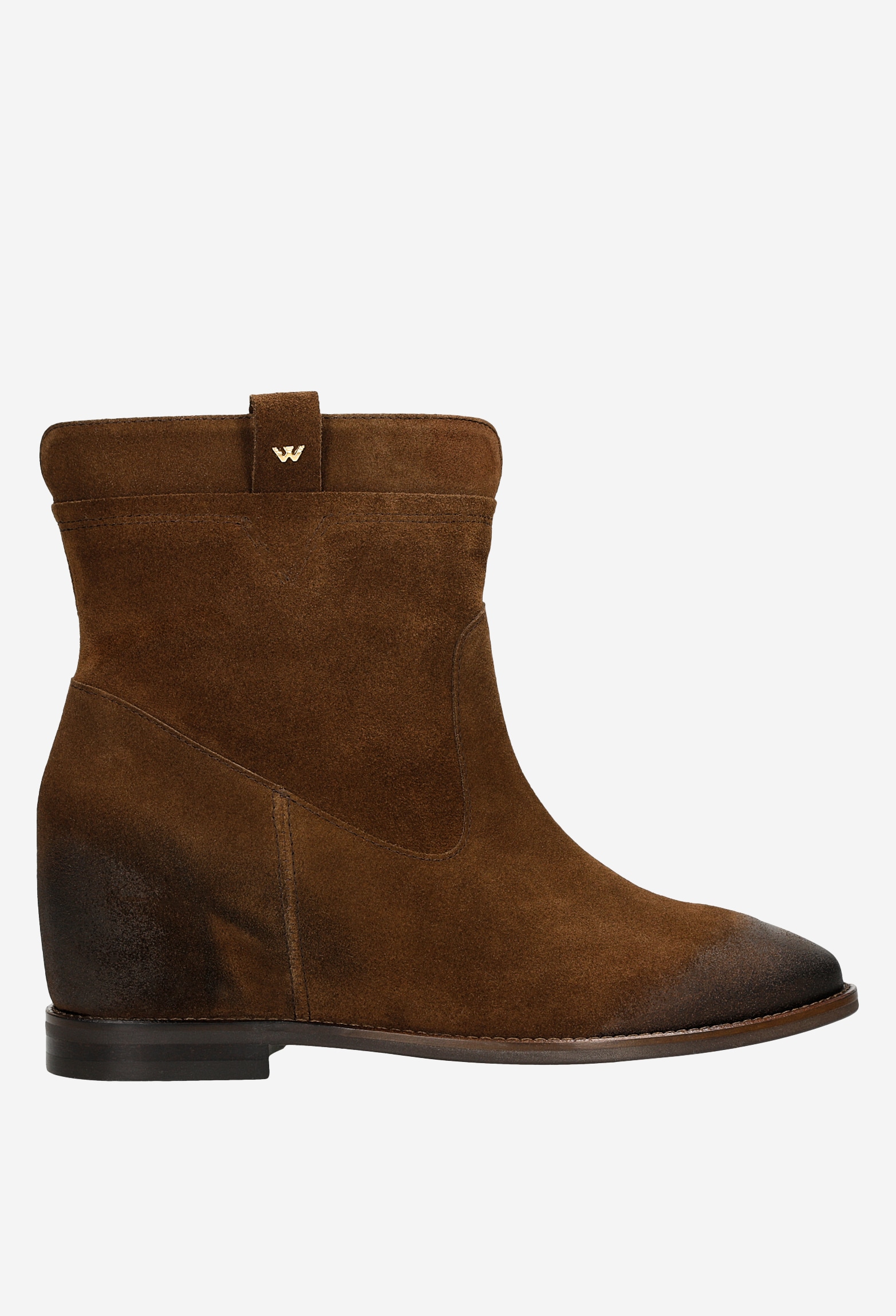 Brązowe botki damskie z ukrytą koturną