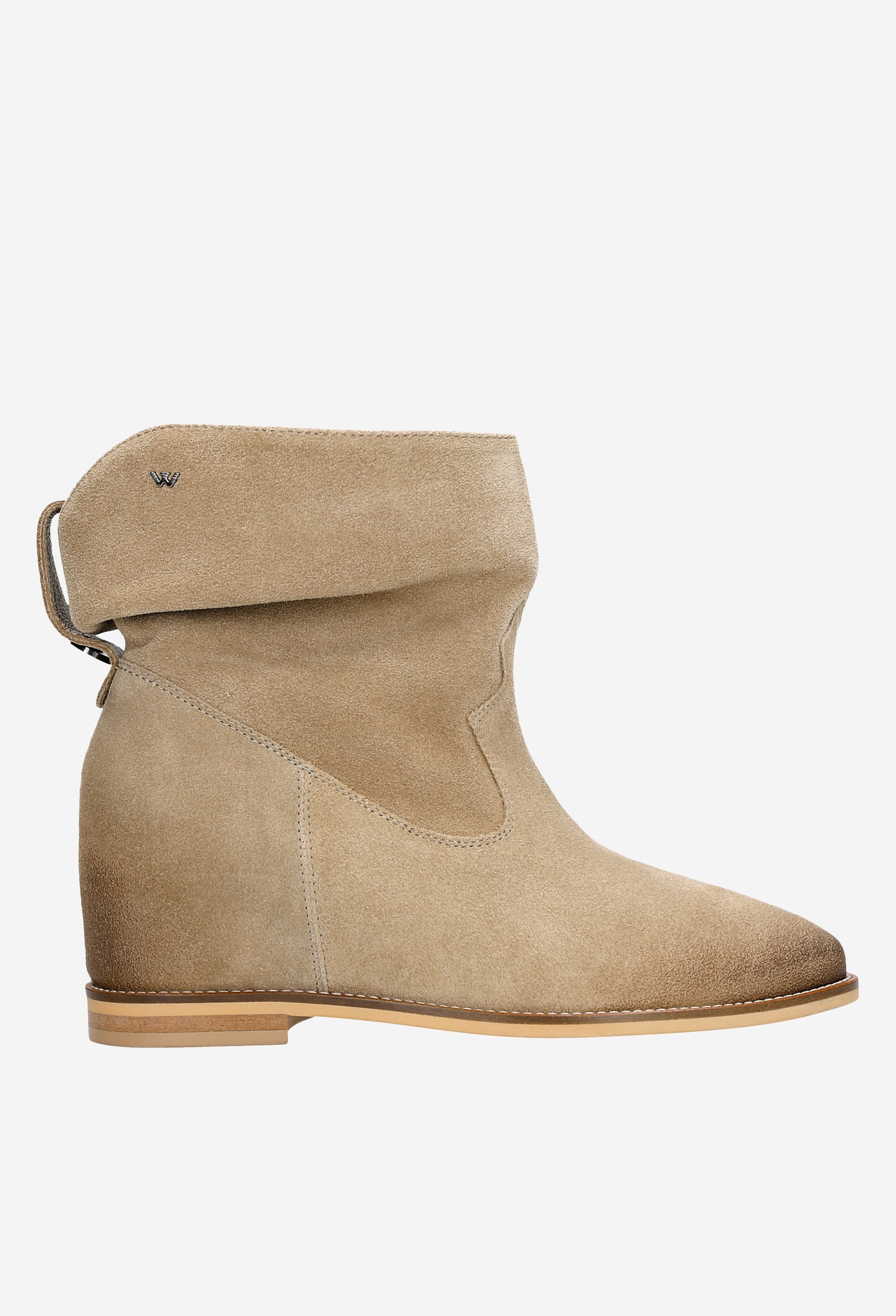 Beżowe botki damskie z ukrytą koturną