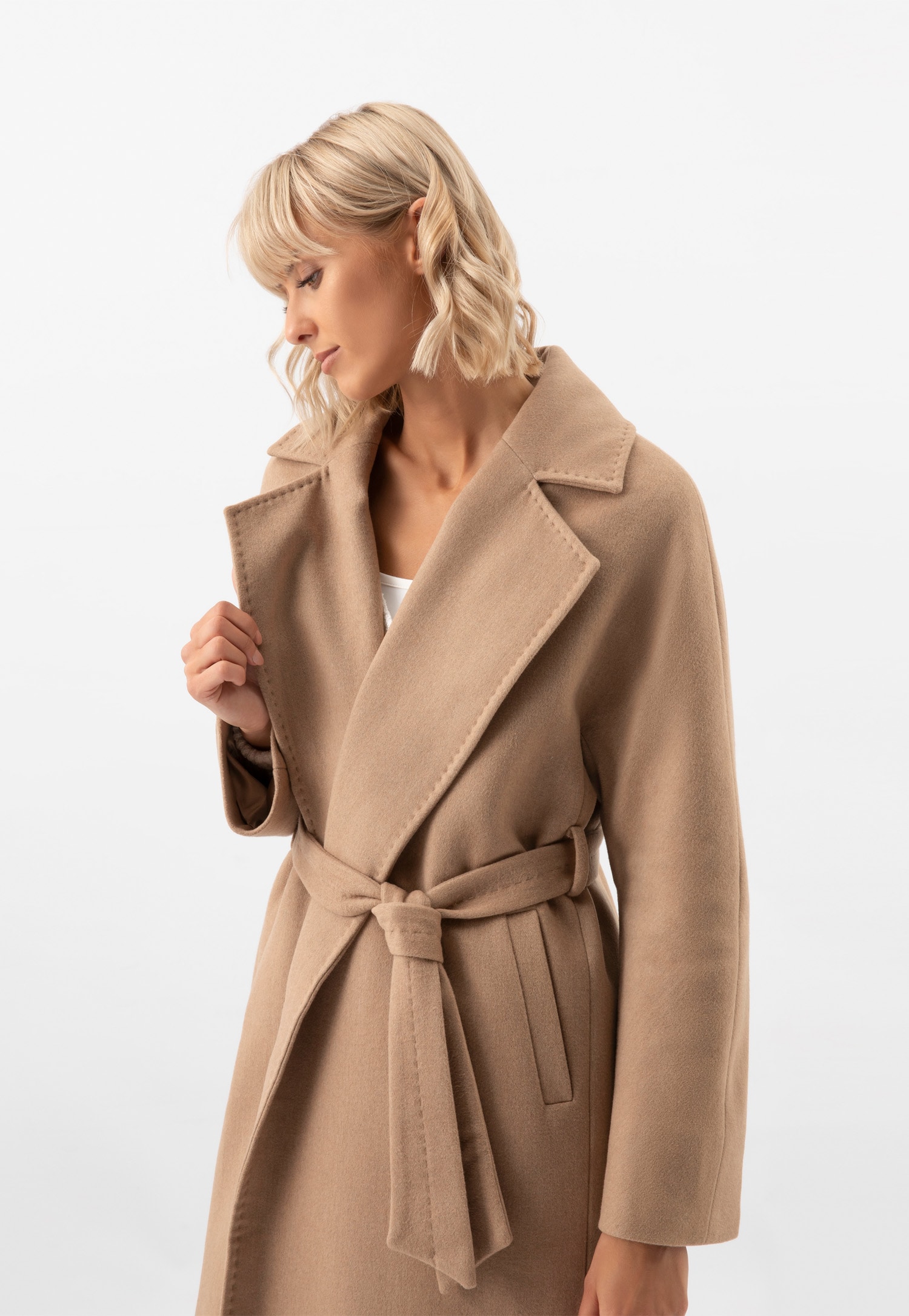 Długi brązowy płaszcz RELAKS