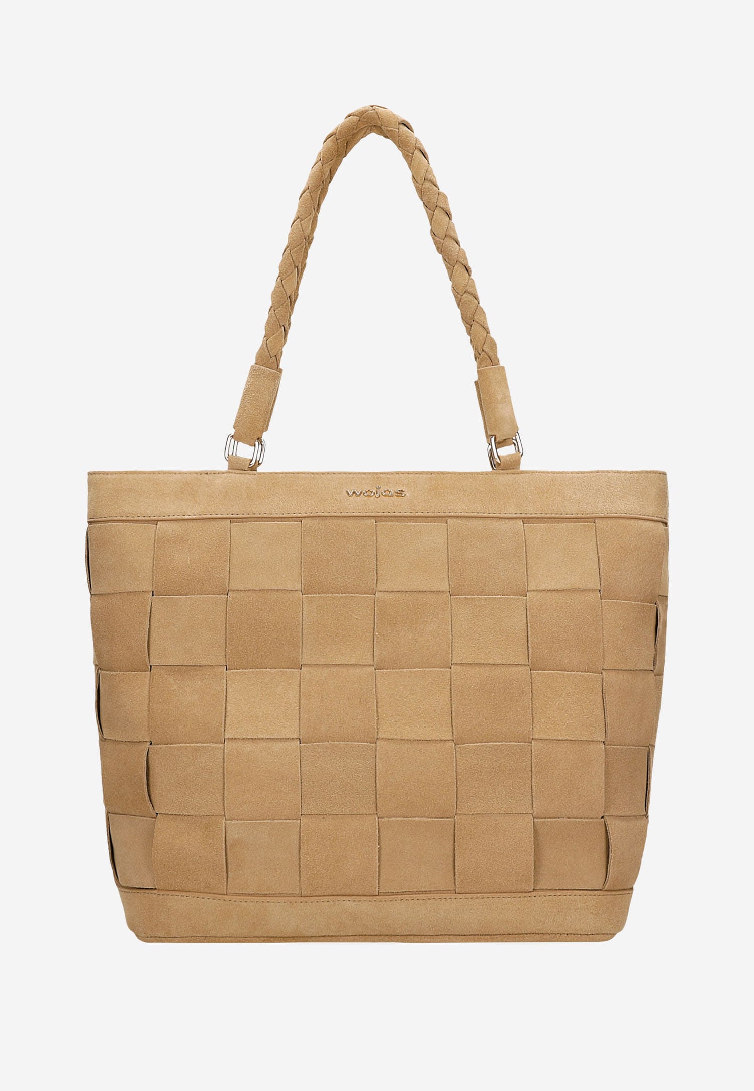 Duża pleciona torebka damska w kolorze beżowym