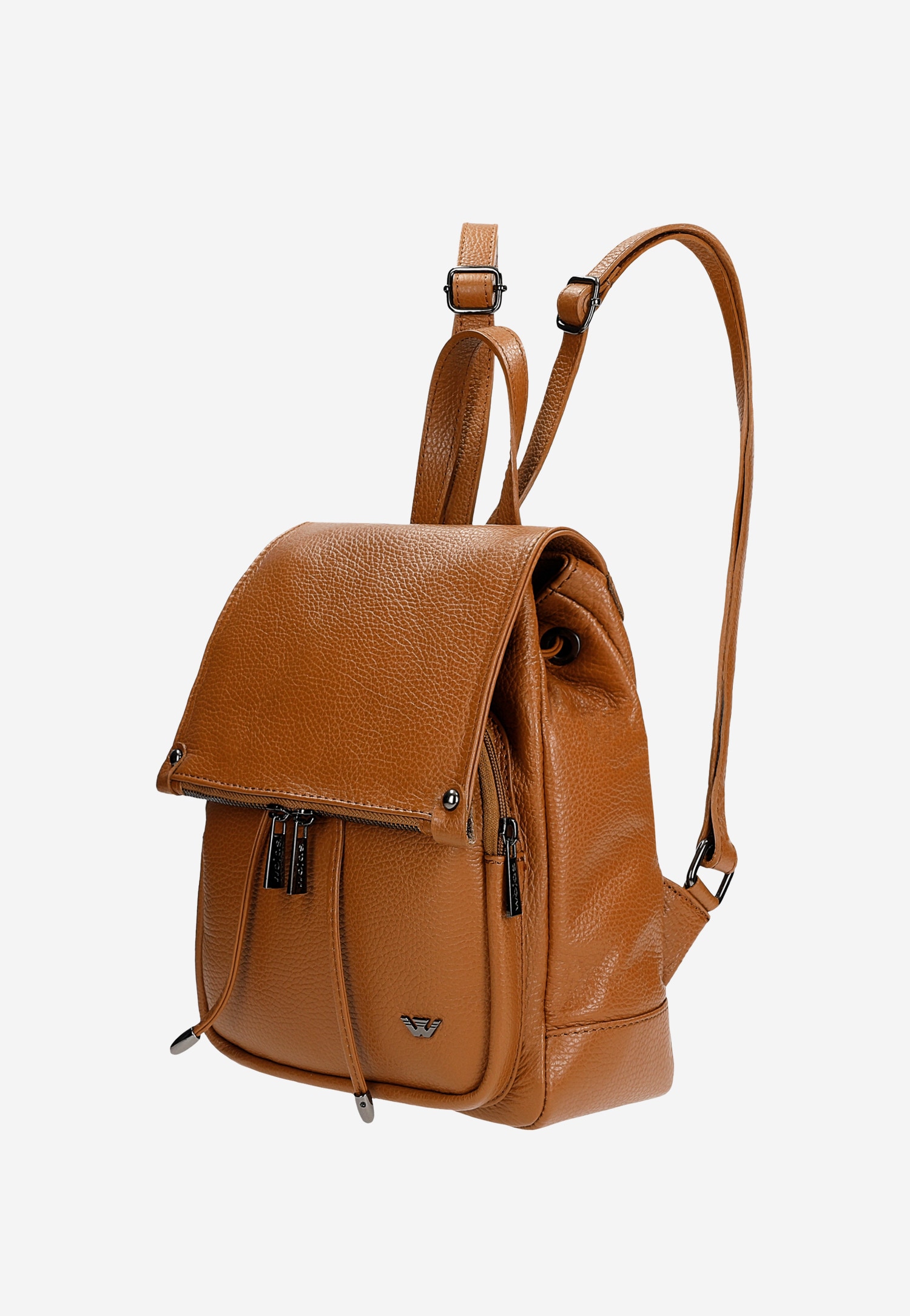 Jasnobrązowy plecak damski ze skóry licowej