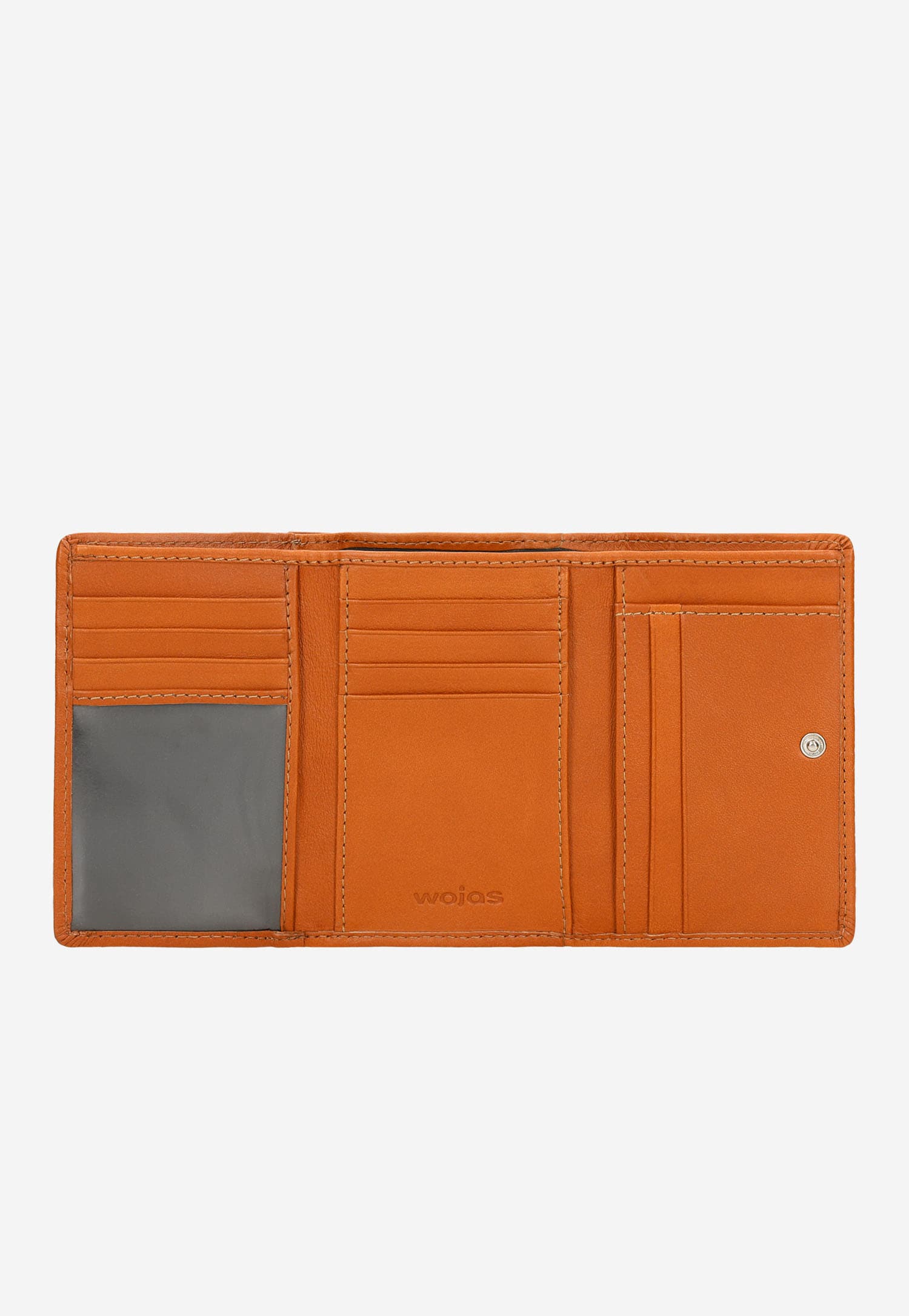 Mały brązowy portfel damski z ozdobioną klapką