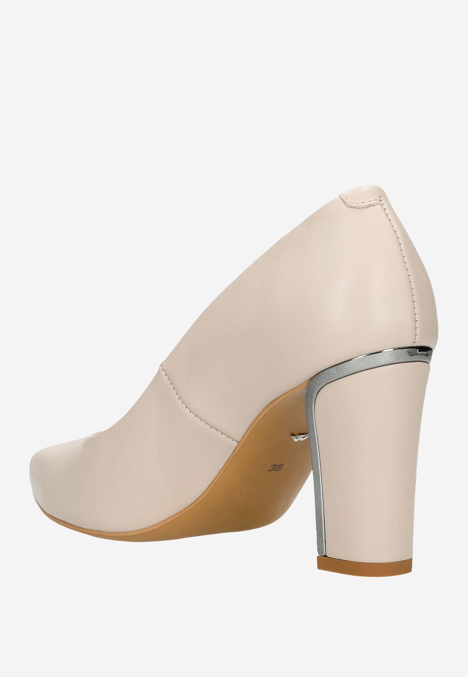 Czerwone czółenka damskie ze skóry licowej na ozdobnym obcasie