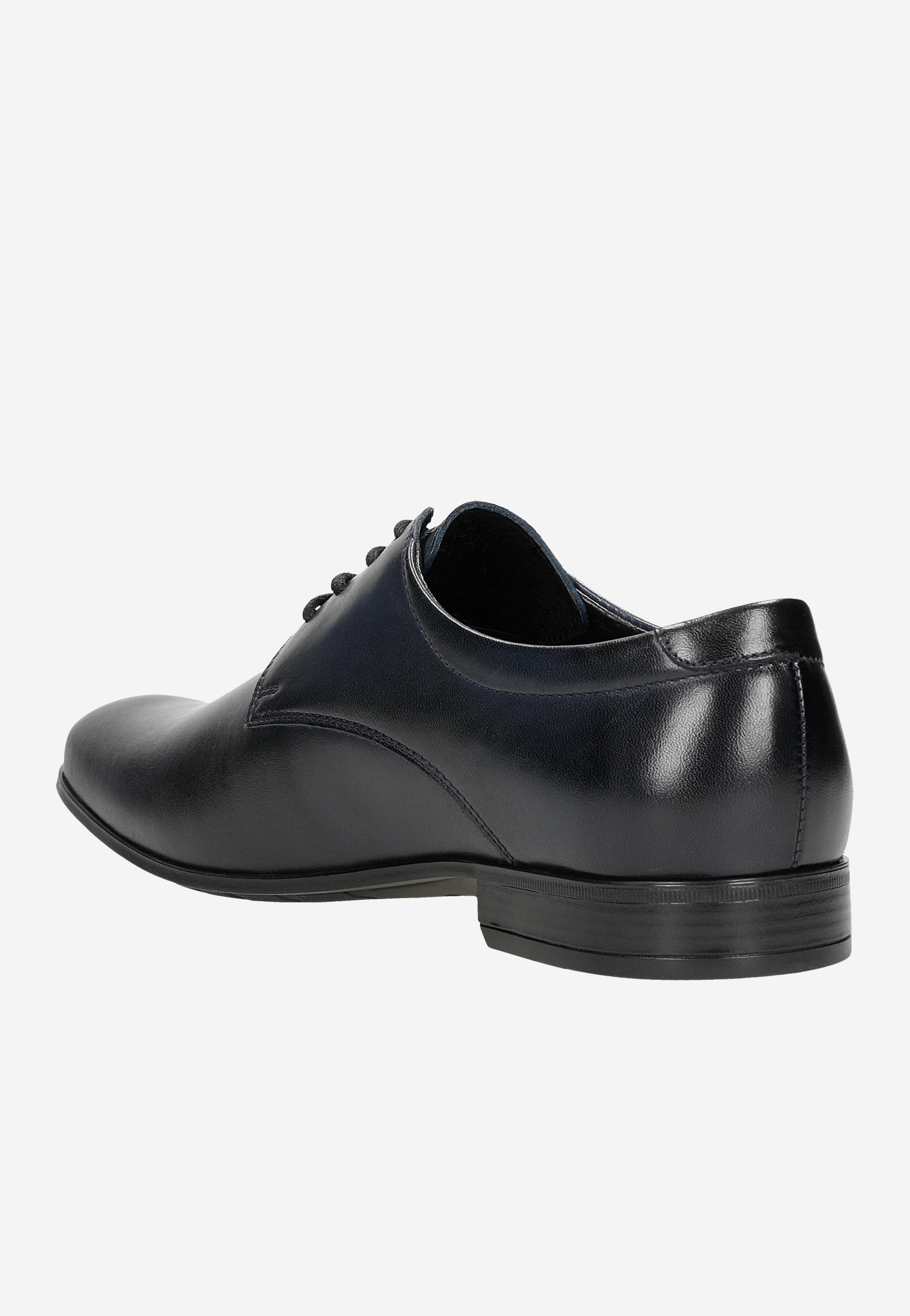 Granatowe wizytowe półbuty męskie ze skóry licowej