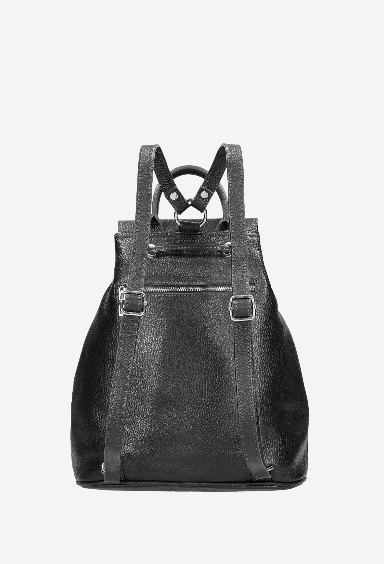 Beżowy plecak damski typu worek ze skóry licowej