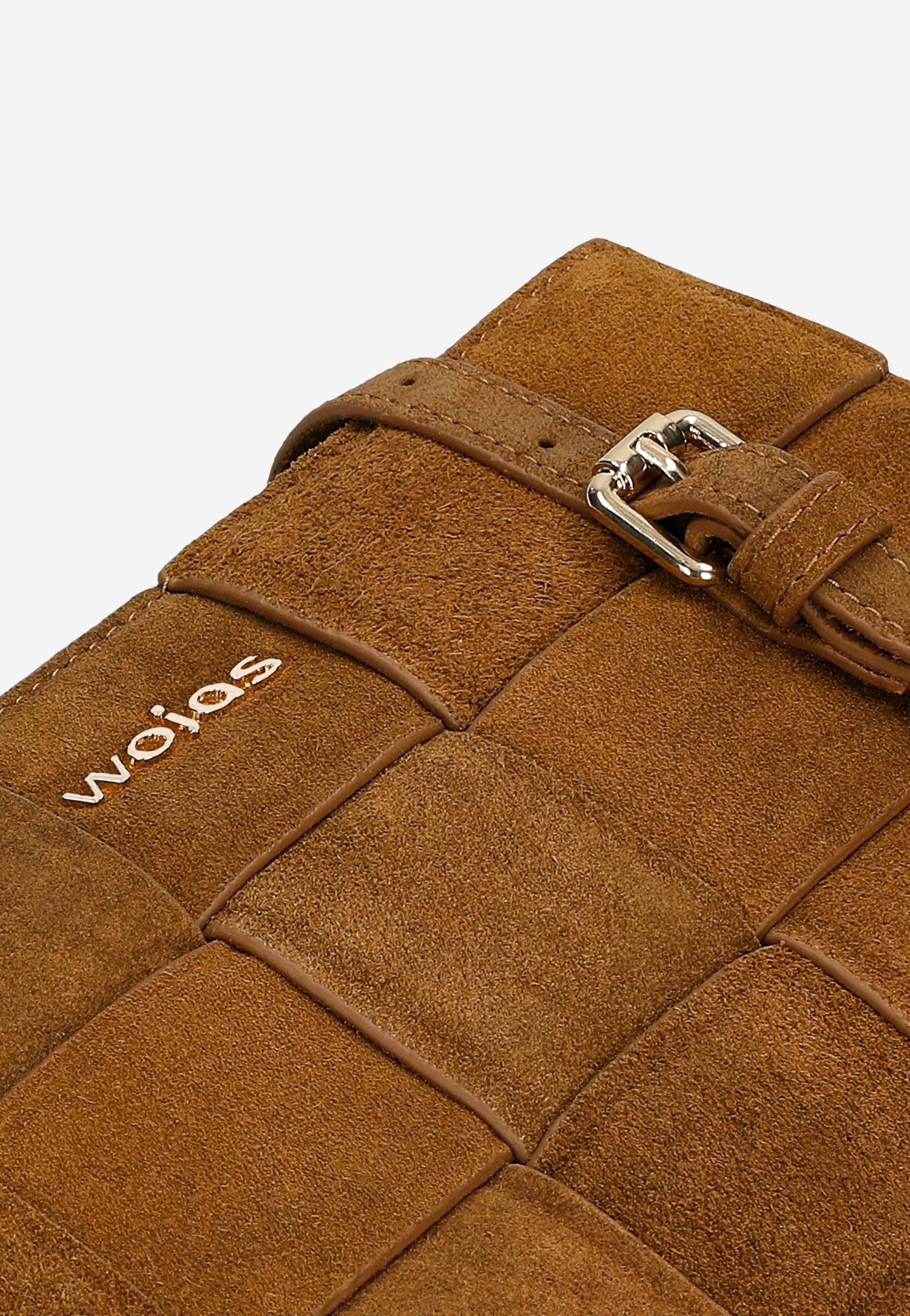 Beżowa torebka damska ze skóry licowej o plecionej strukturze