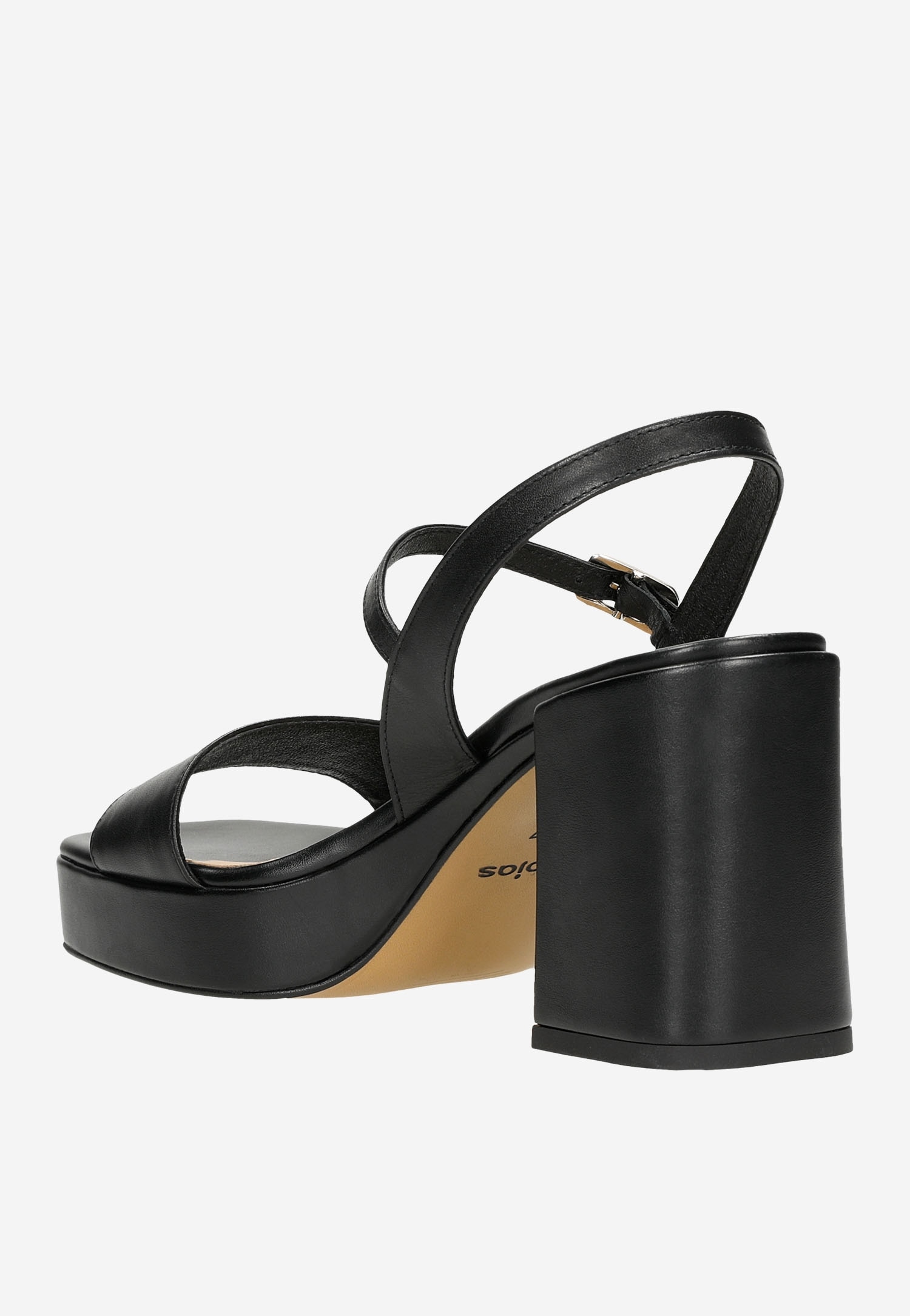 Beżowe sandały damskie z odkrytą piętą na szerokim słupku