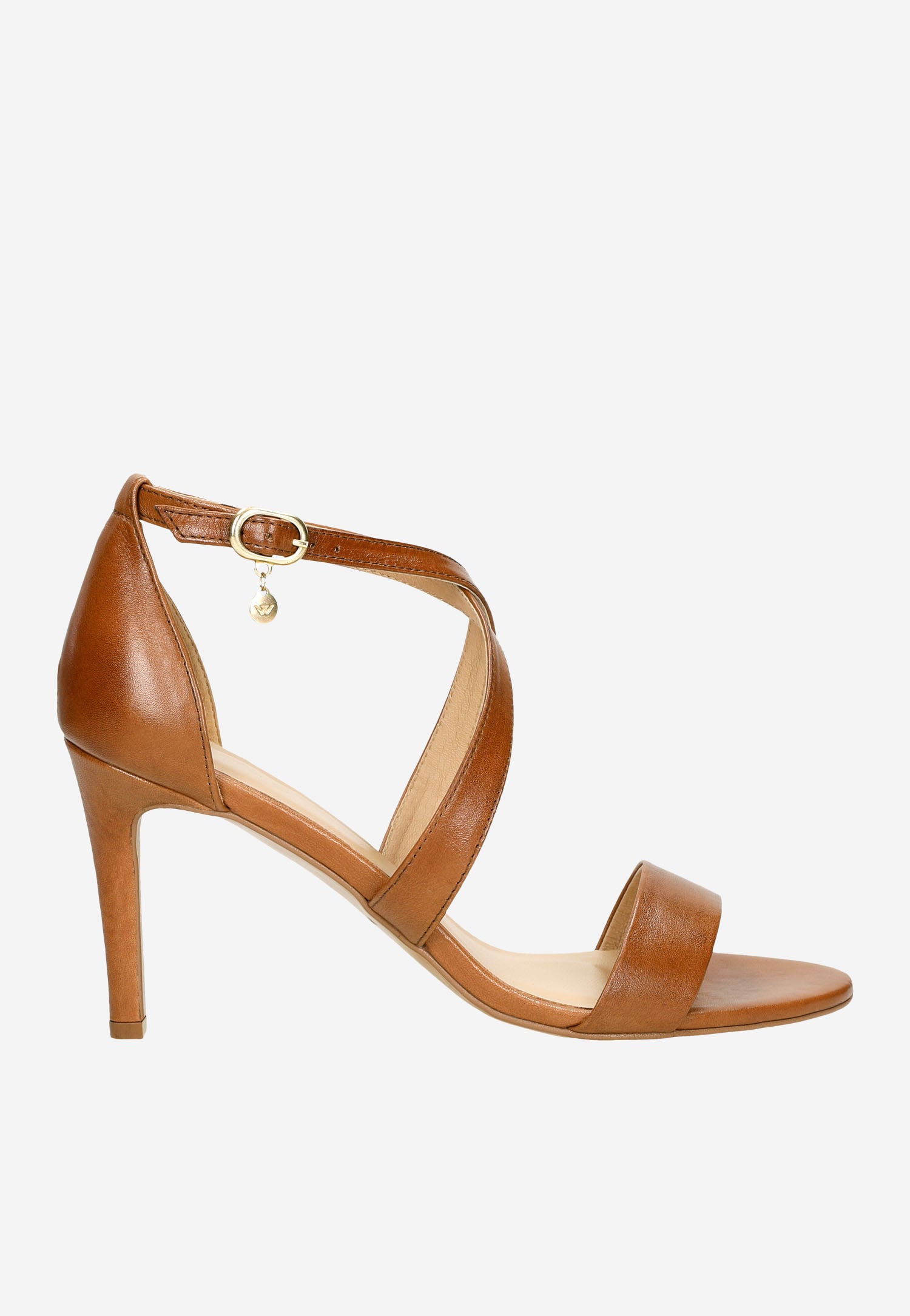 Jasnobrązowe sandały damskie na szpilce
