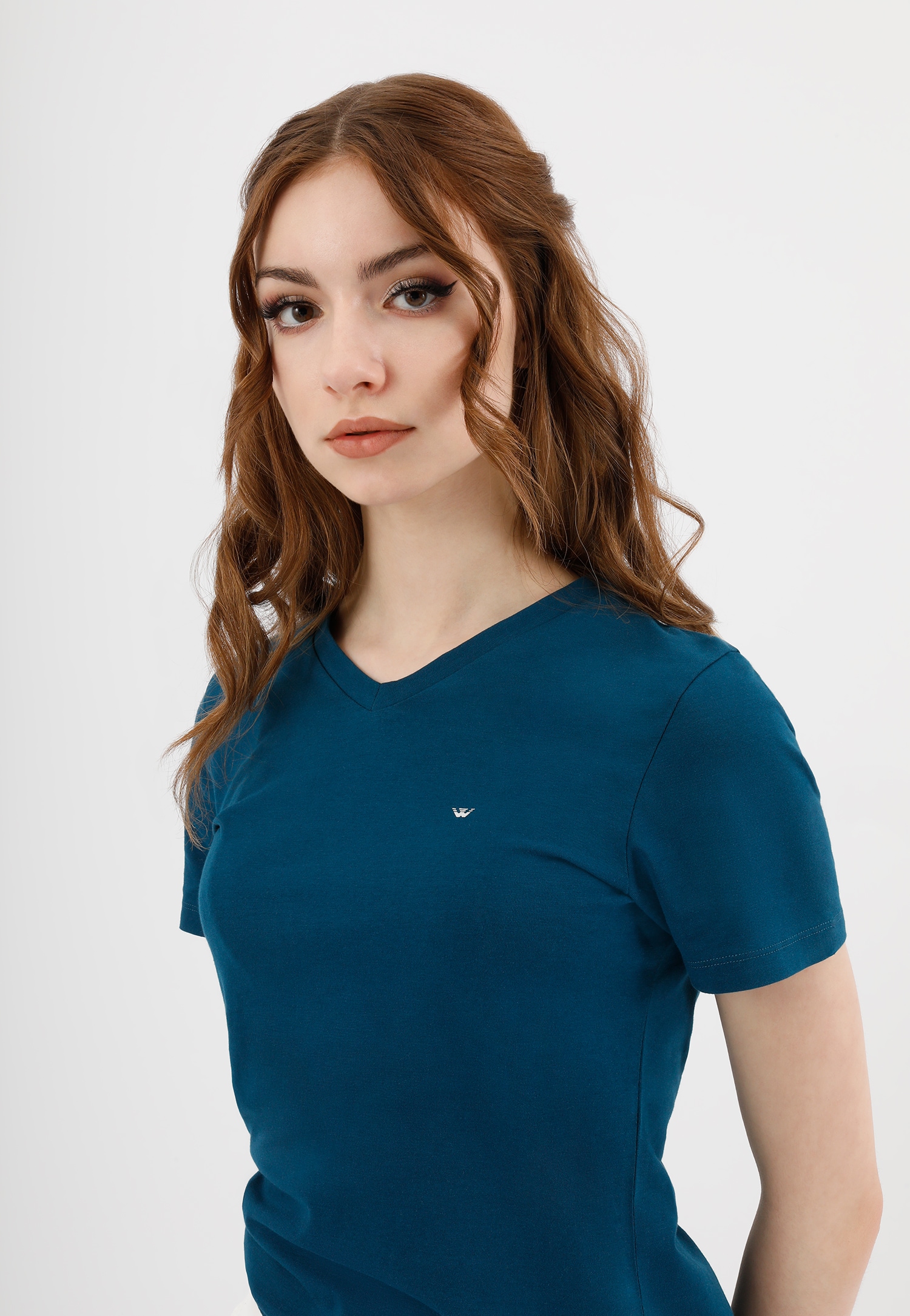 Jasnoniebieska bawełniana koszulka damska