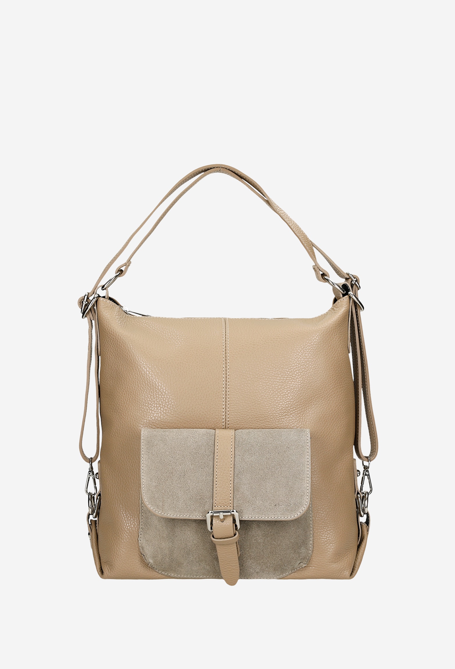 Beżowa skórzana torebka plecak 2w1