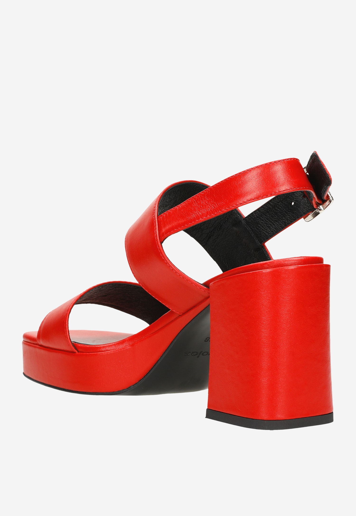 Czerwone sandały damskie ze skóry licowej na platformie