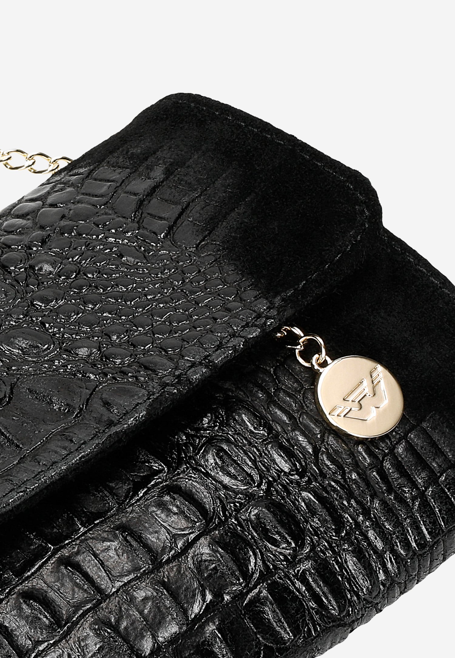 Czarna wizytowa torebka damska z imitacji skóry krokodyla