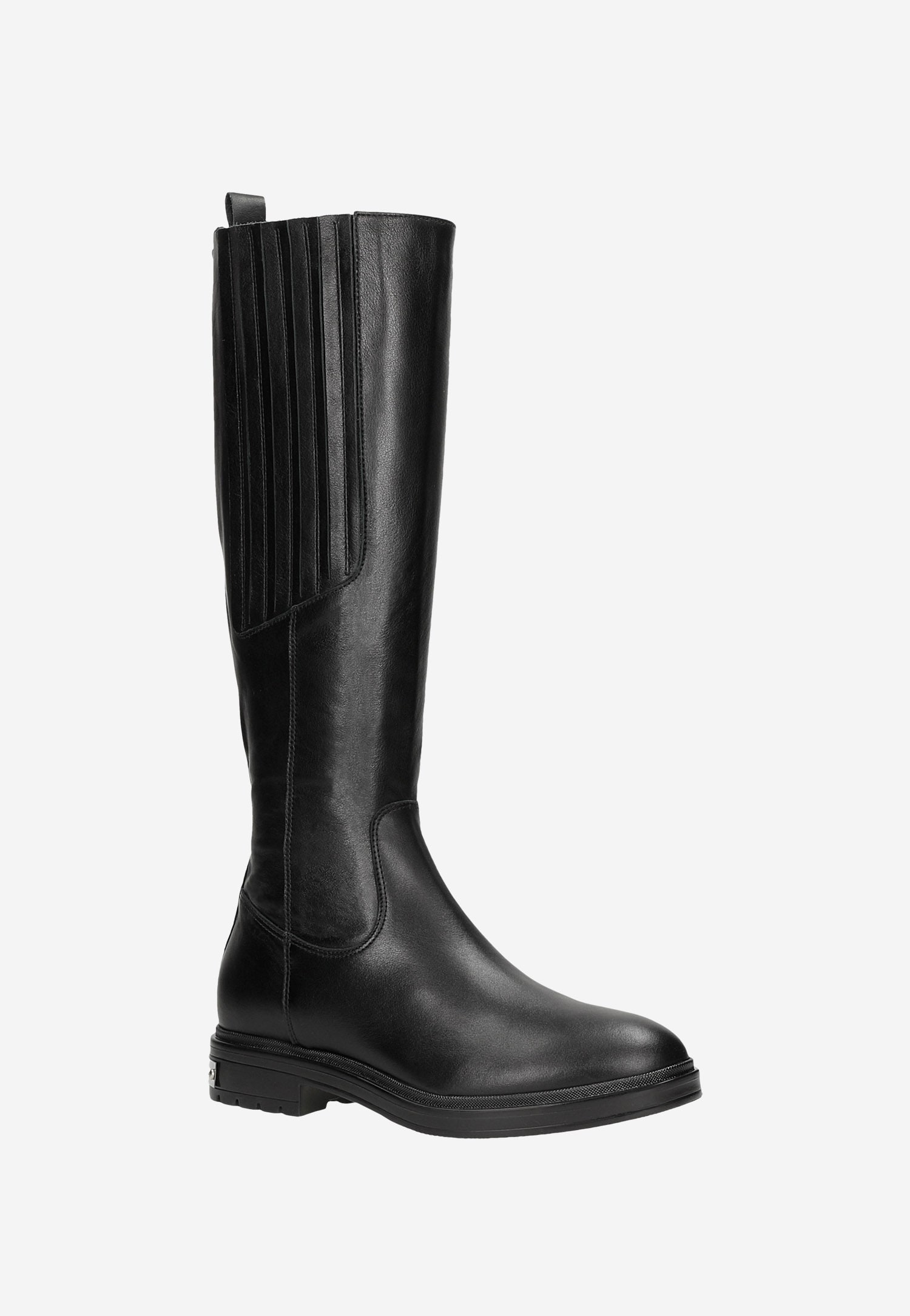 Czarne kozaki damskie oficerki z blaszką na podeszwie