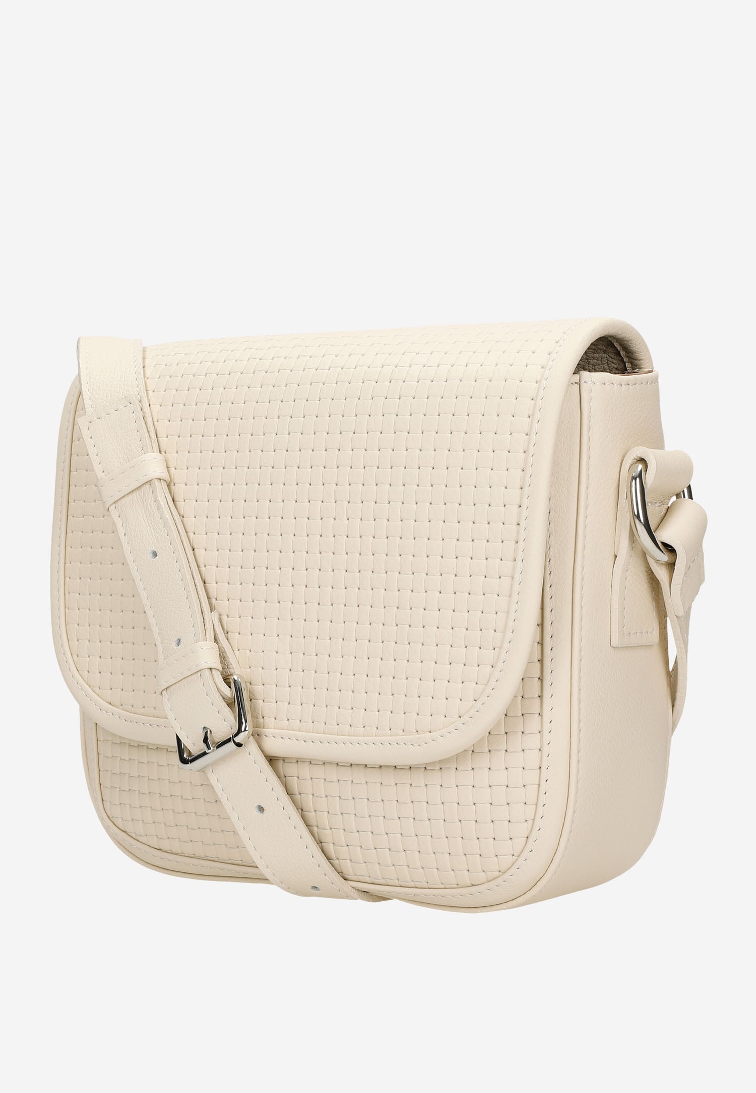 Skórzana torebka damska w kolorze jasnego beżu