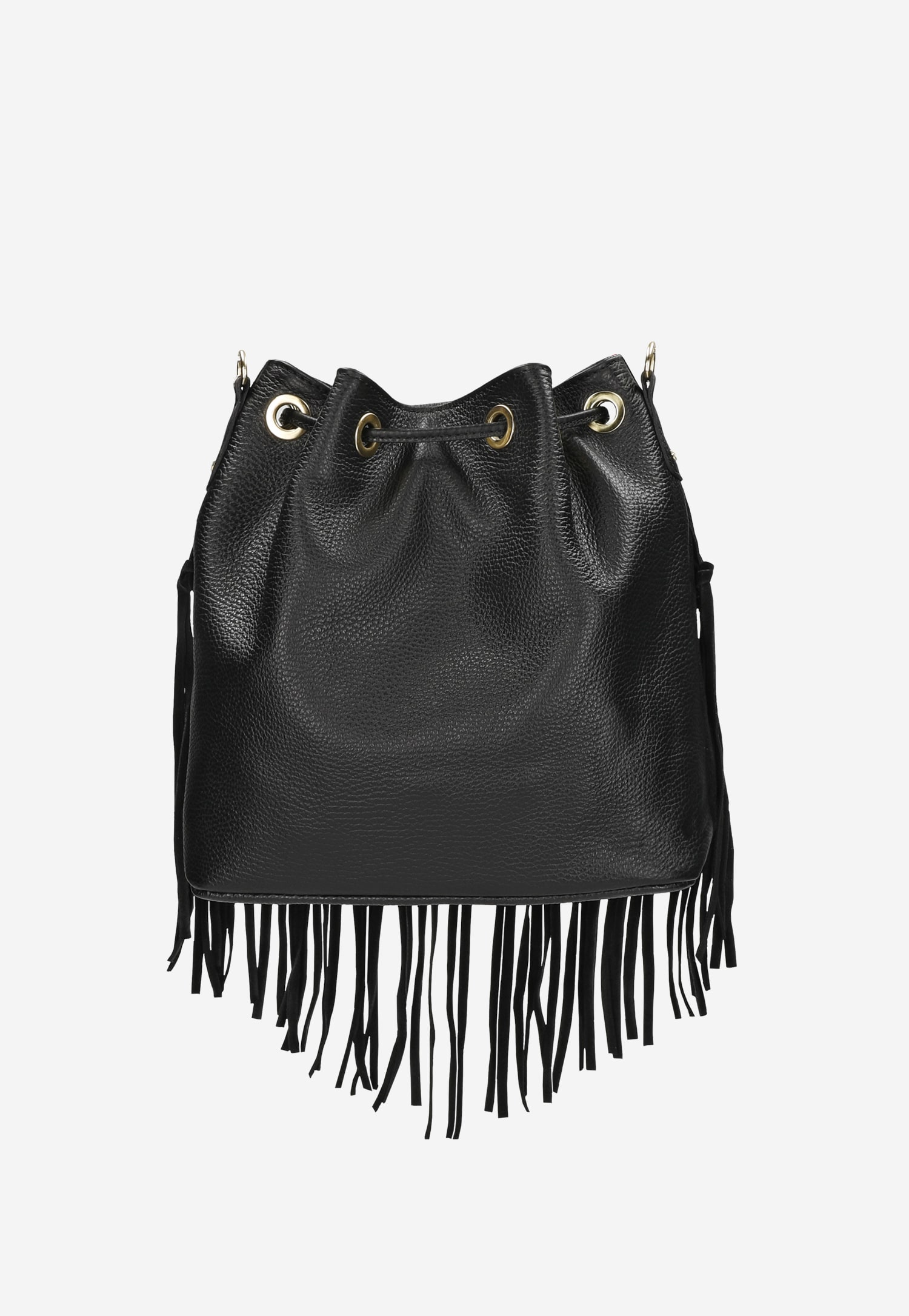 Czarna torebka z frędzlami w stylu boho