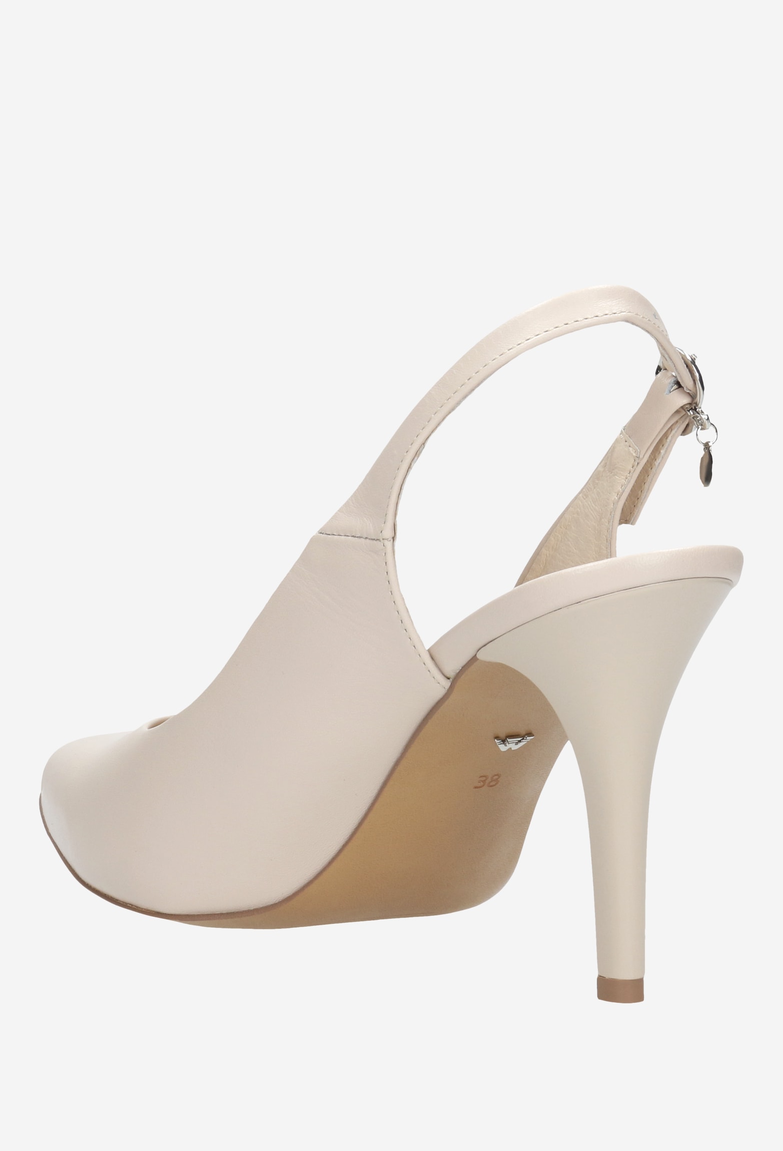 Beżowe czółenka damskie z odkrytą piętą