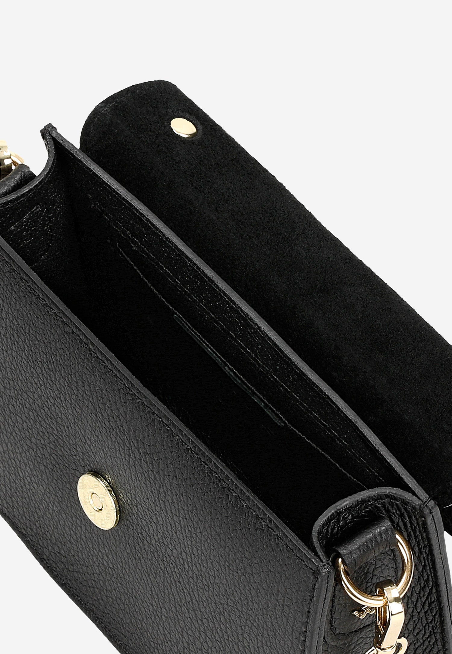 Czarna modowa torebka damska ze złotymi elementami