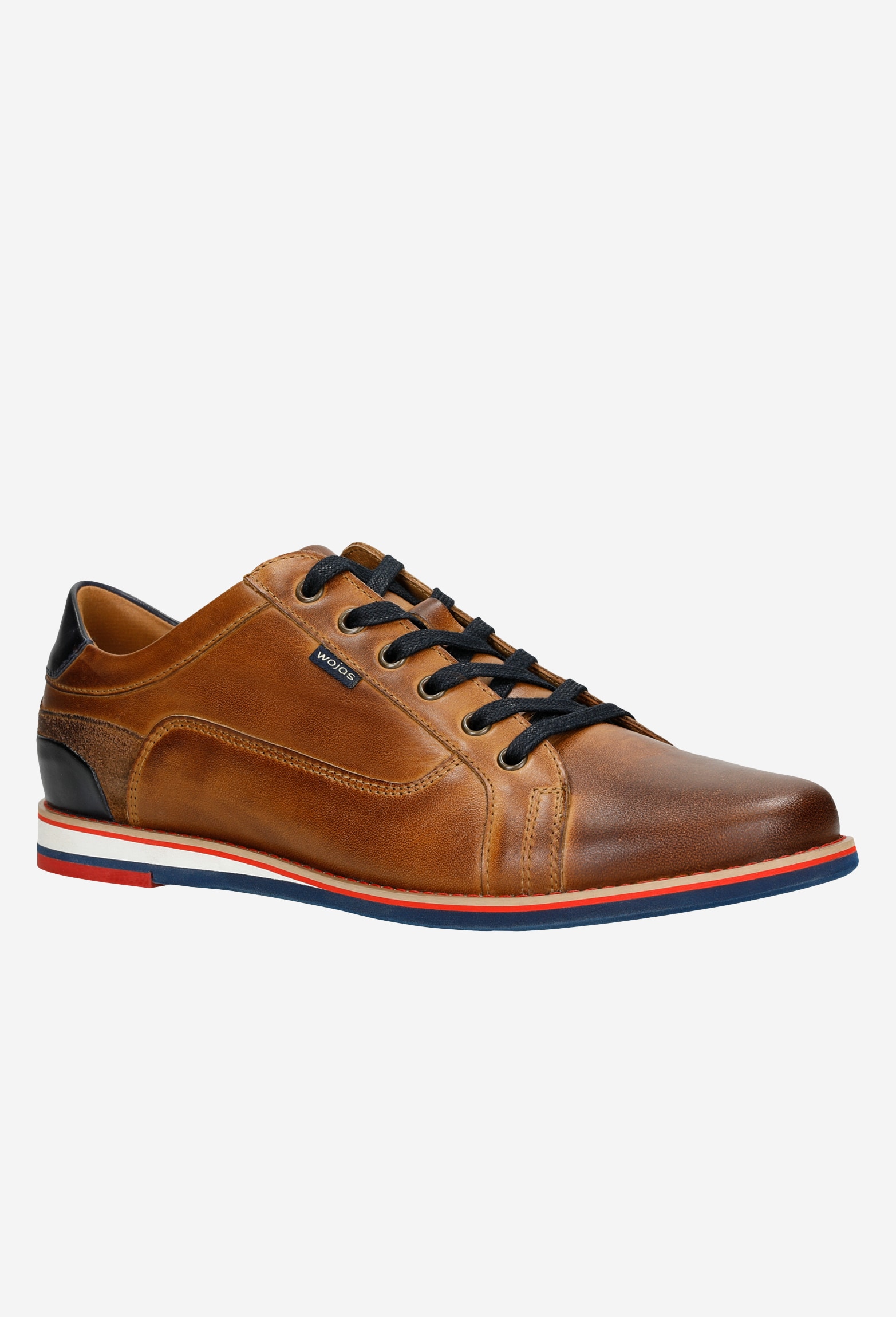 Granatowe półbuty męskie z brązowymi wstawkami