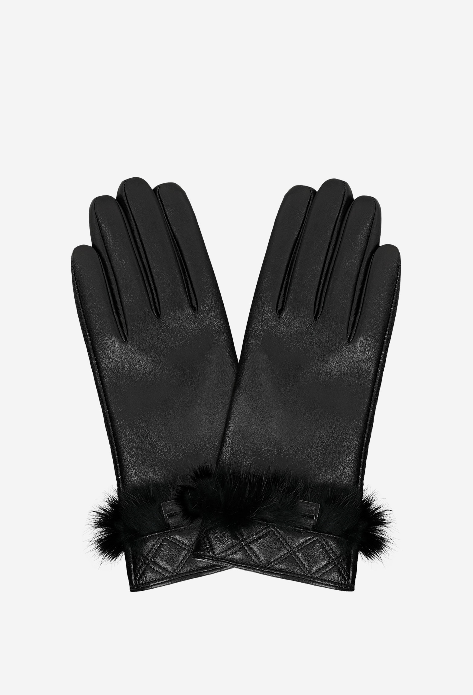 Czarne rękawiczki damskie ze skóry licowej