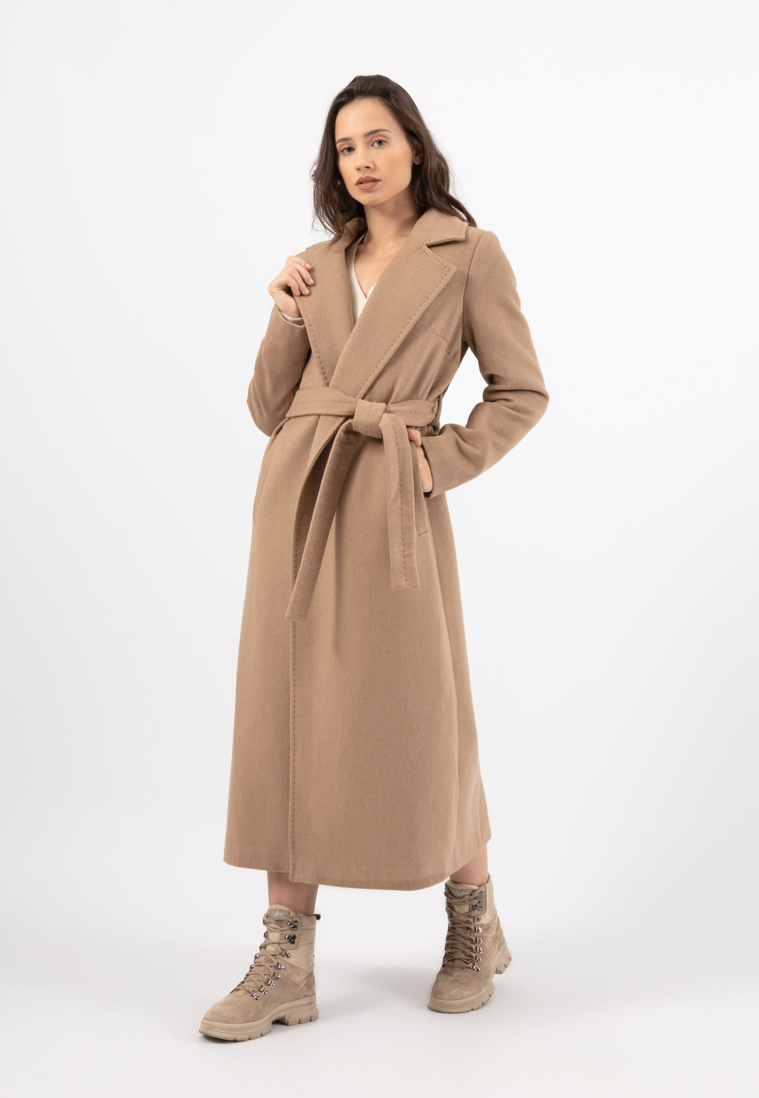RELAKS płaszcz damski beżowy