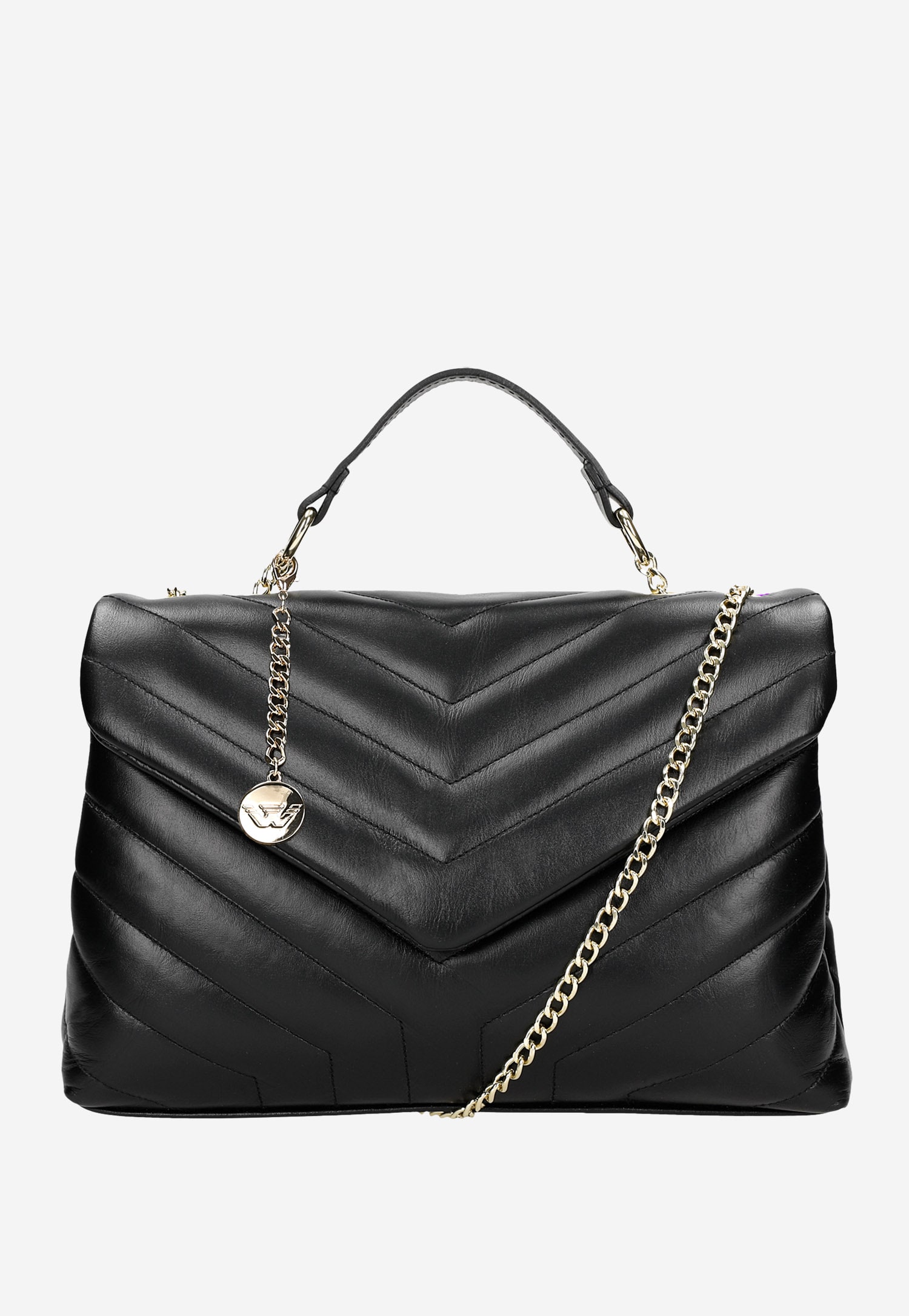 Złota torebka damska z naturalnej skóry