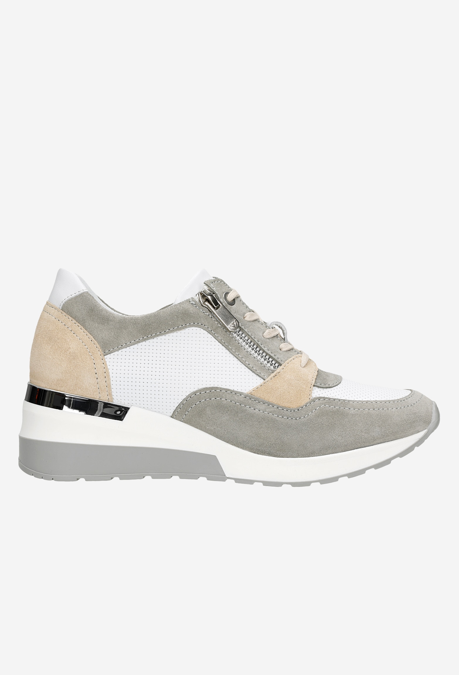 Sneakersy damskie w kolorze biało-szaro-beżowym