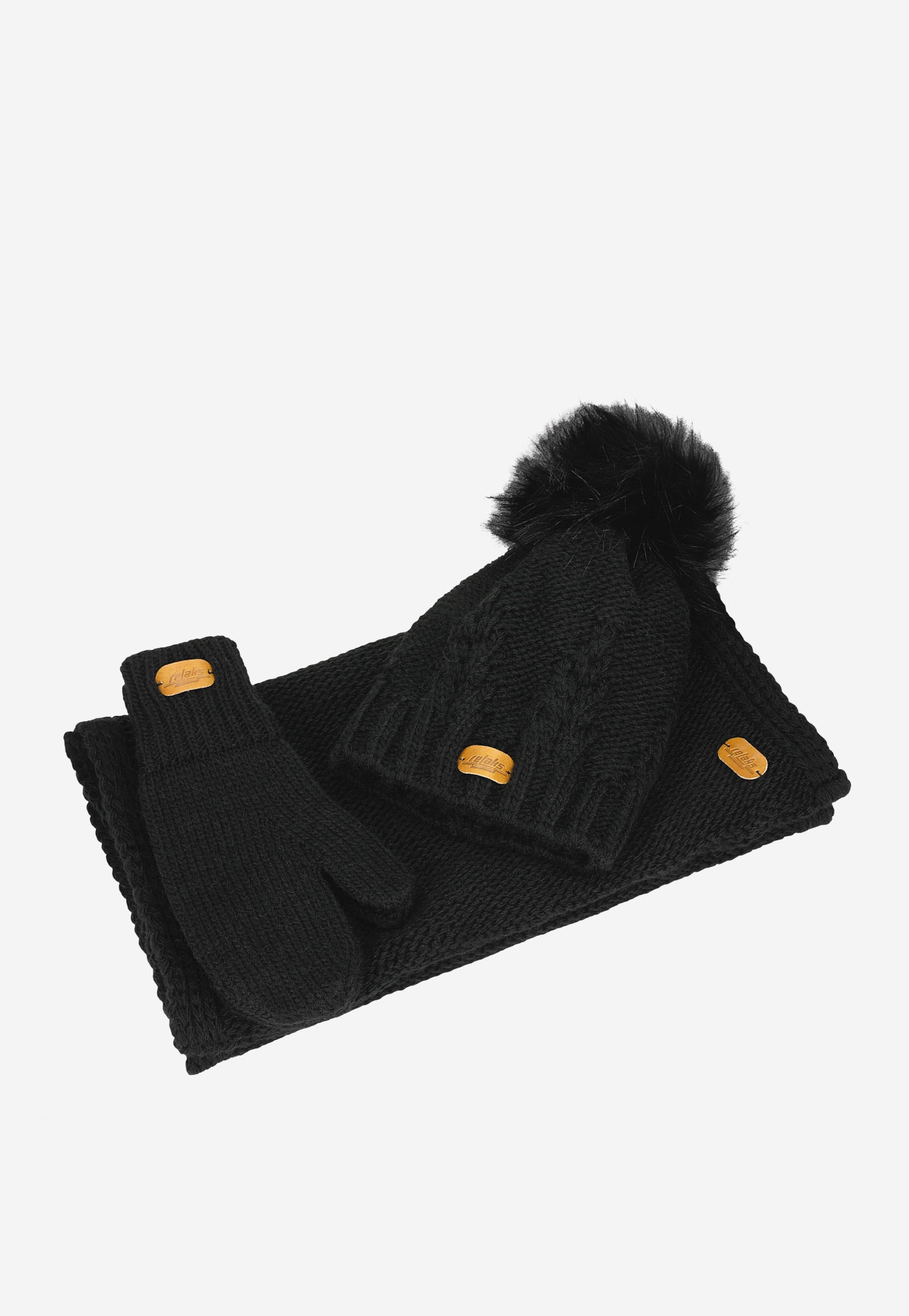 RELAKS zimowy zestaw - czapka + komin + rękawiczki w kolorze czarnym