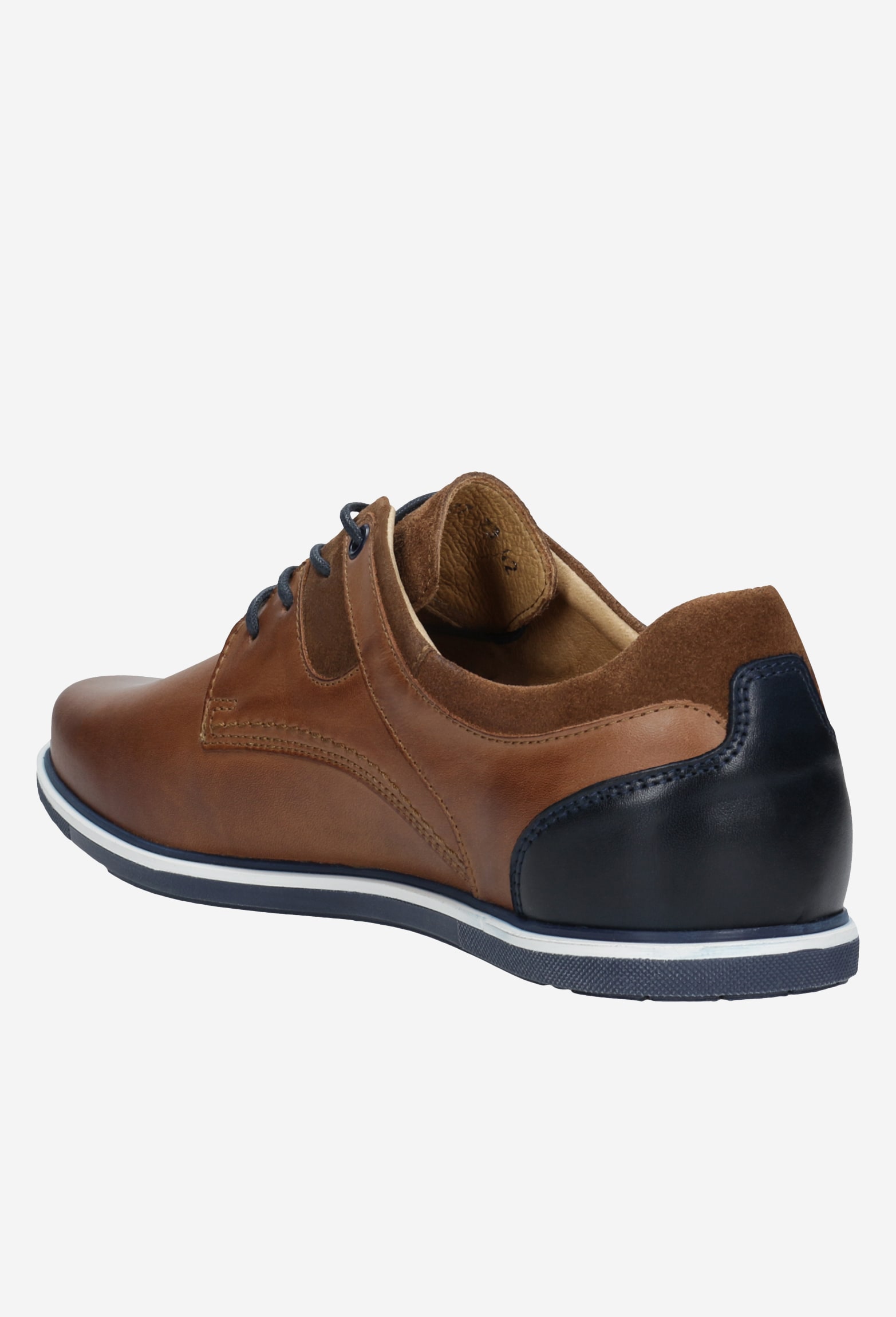 Granatowe półbuty męskie typu sneakers ze skóry licowej