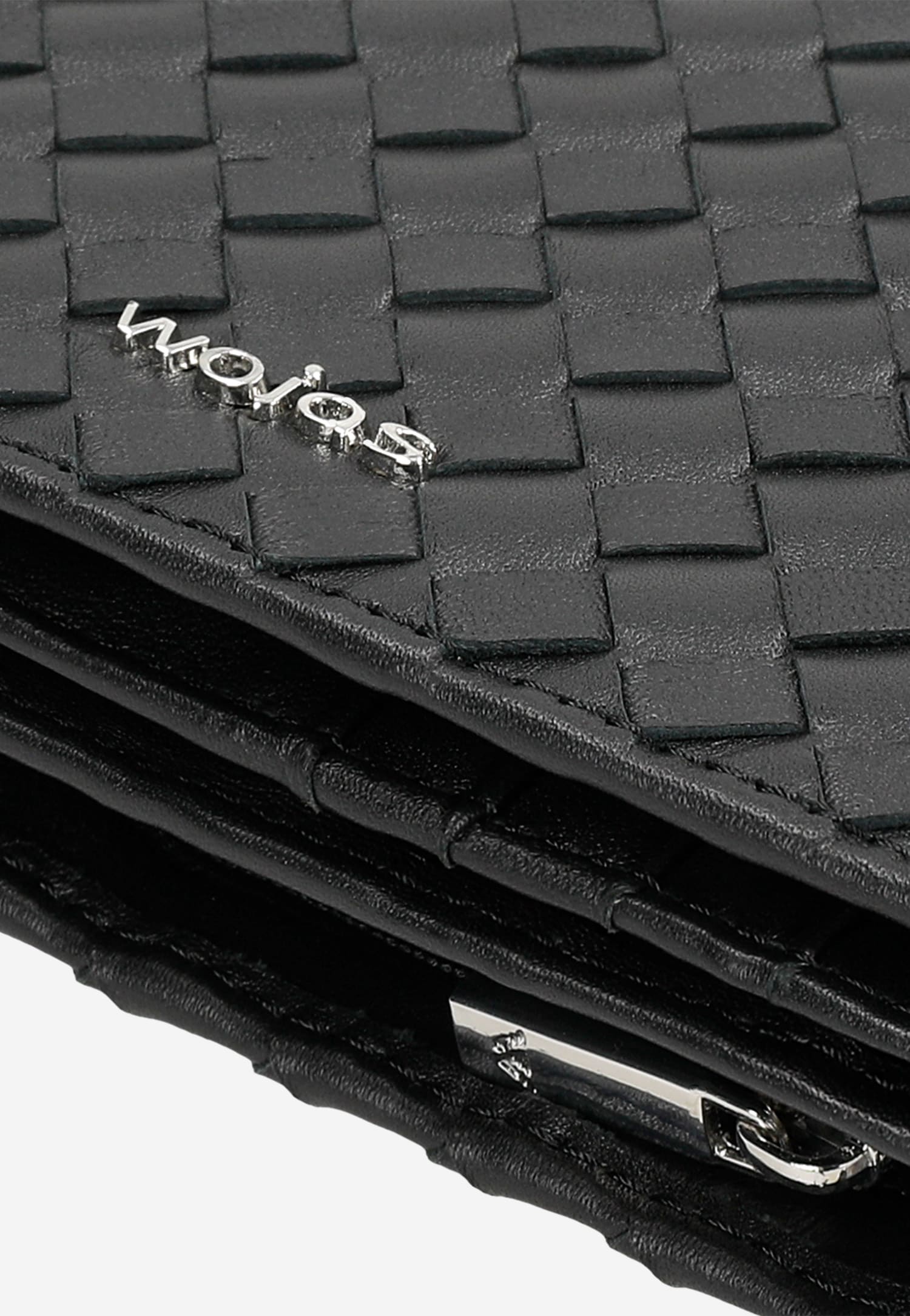 Czarny przeplatany portfel damski