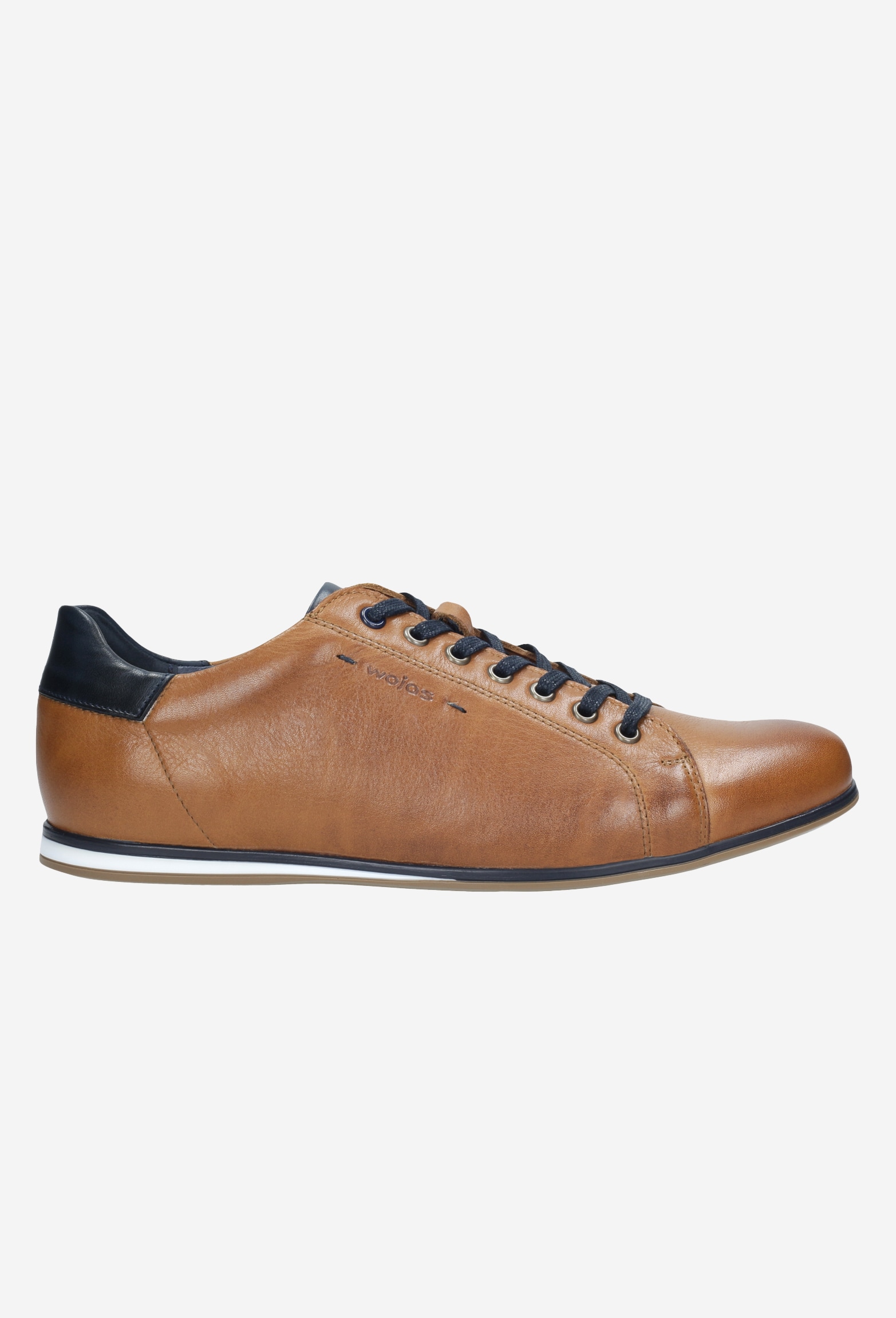 Jasnobrązowe sneakersy męskie z granatowymi wstawkami