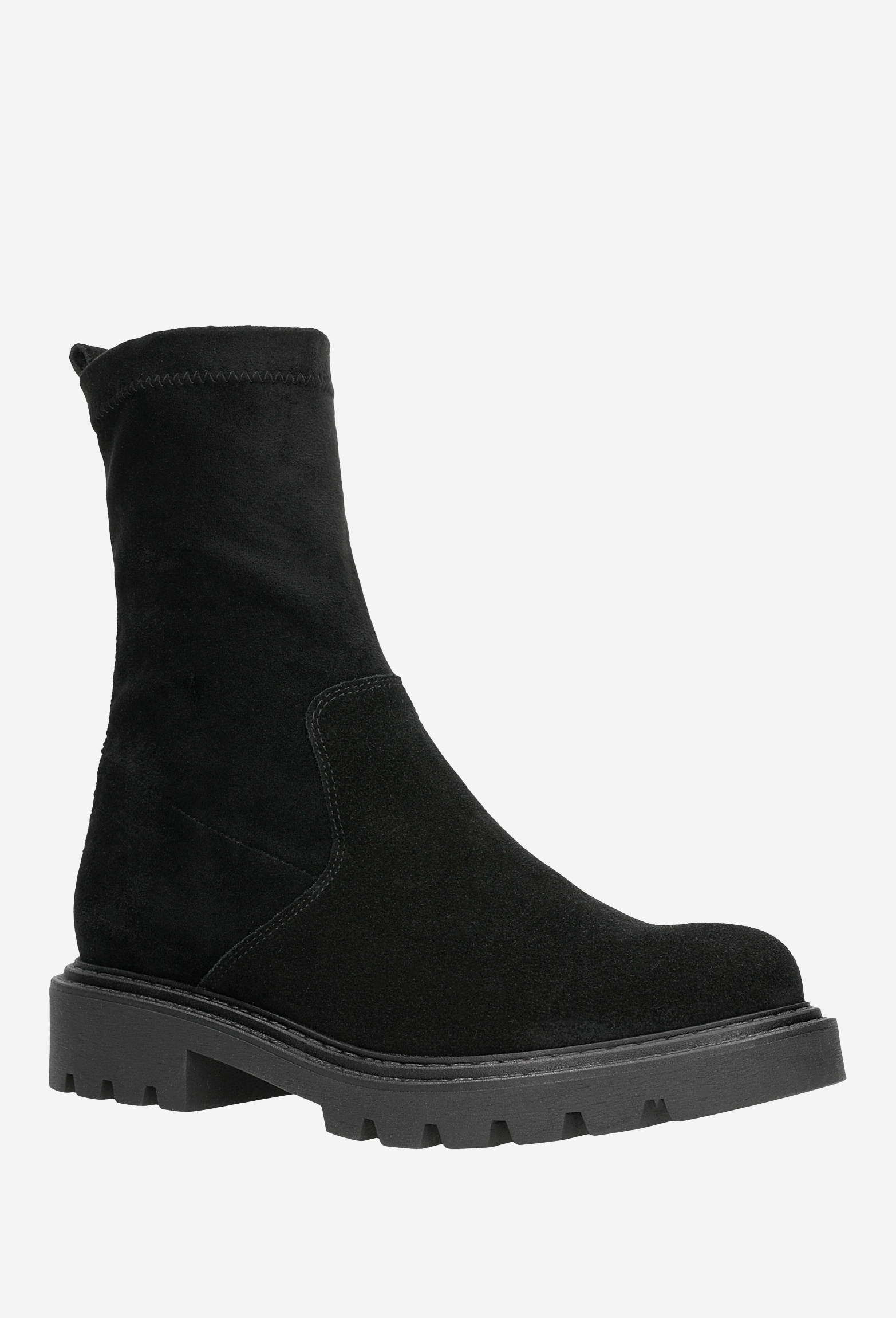 Czarne jesienne bikery damskie z dwoiny welurowej i stretchu