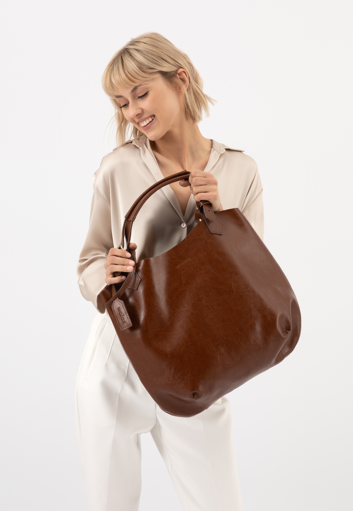 Duża brązowa shopperka damska