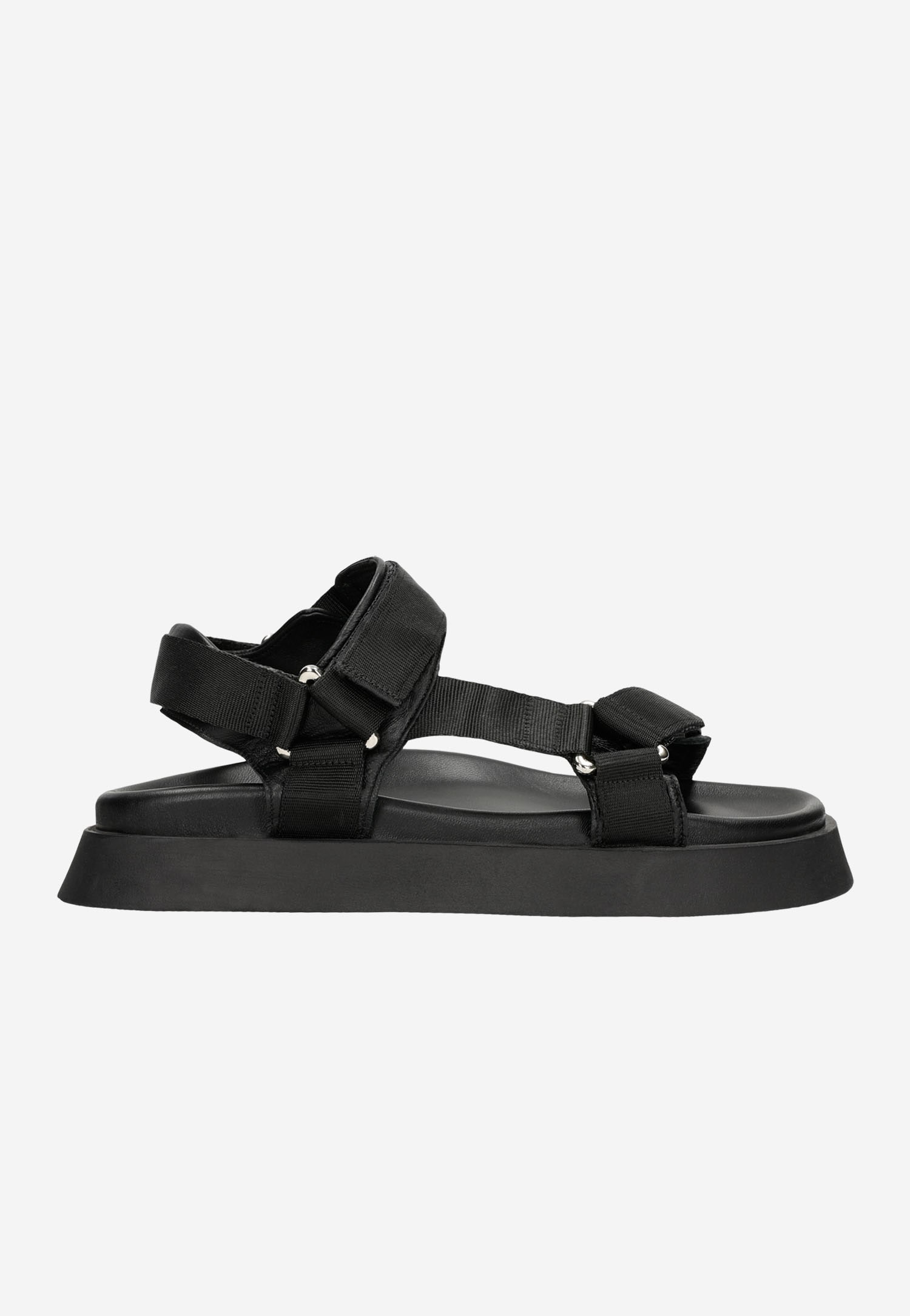 Czarne płaskie sandały damskie na rzepy