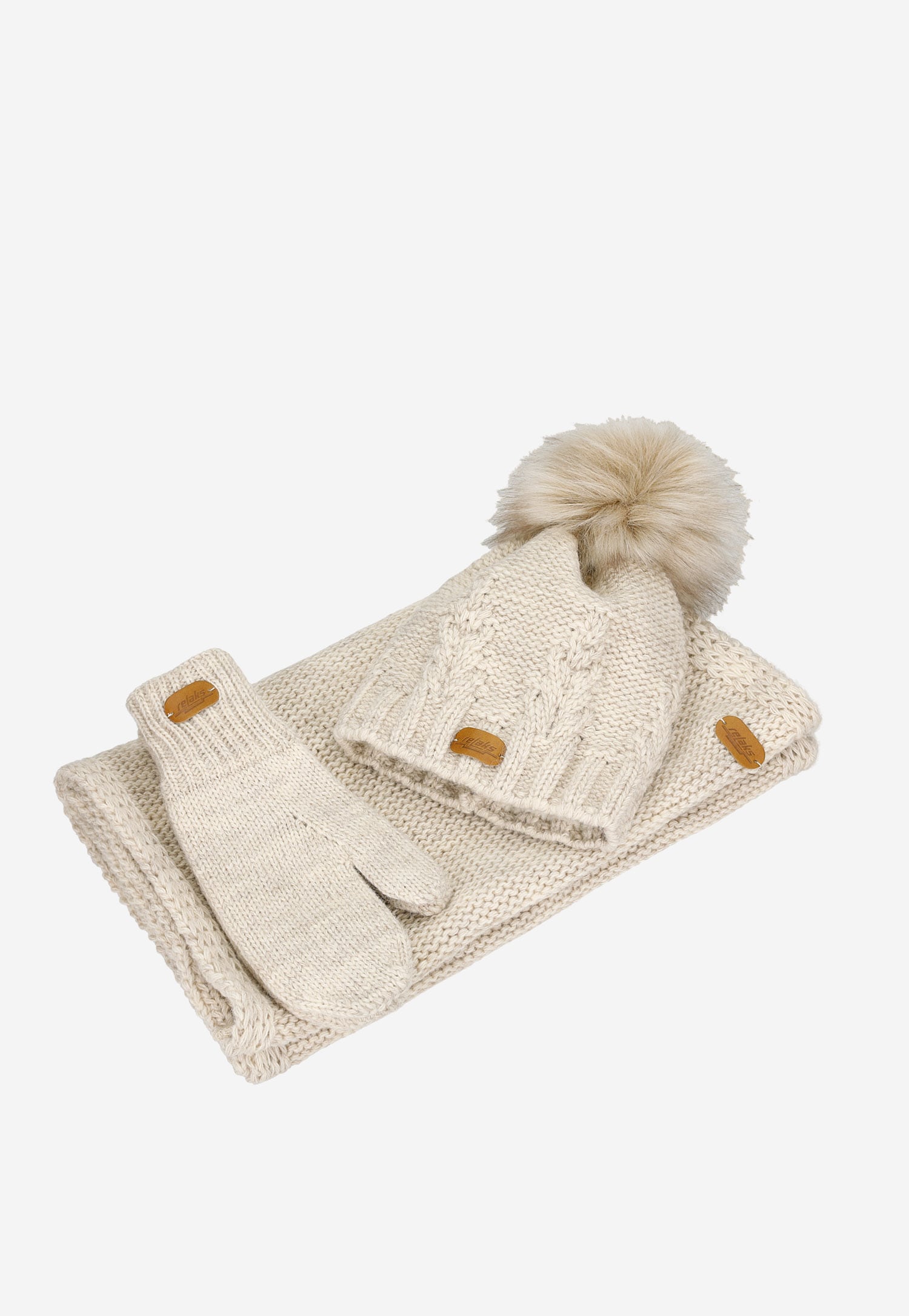 RELAKS zimowy zestaw - czapka + komin + rękawiczki w kolorze czarnym