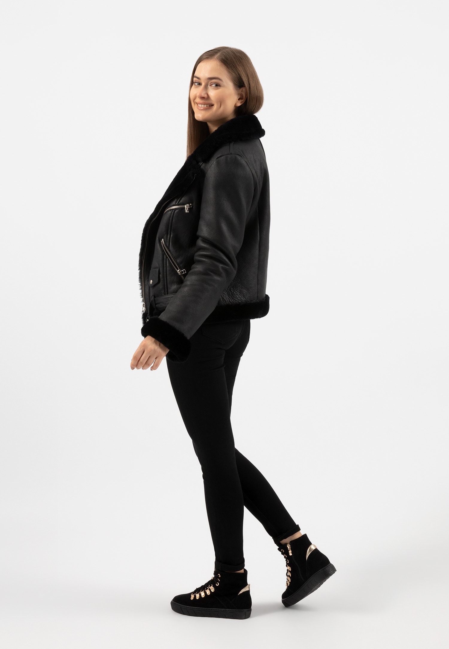 RELAKS beżowa kurtka damska kożuch