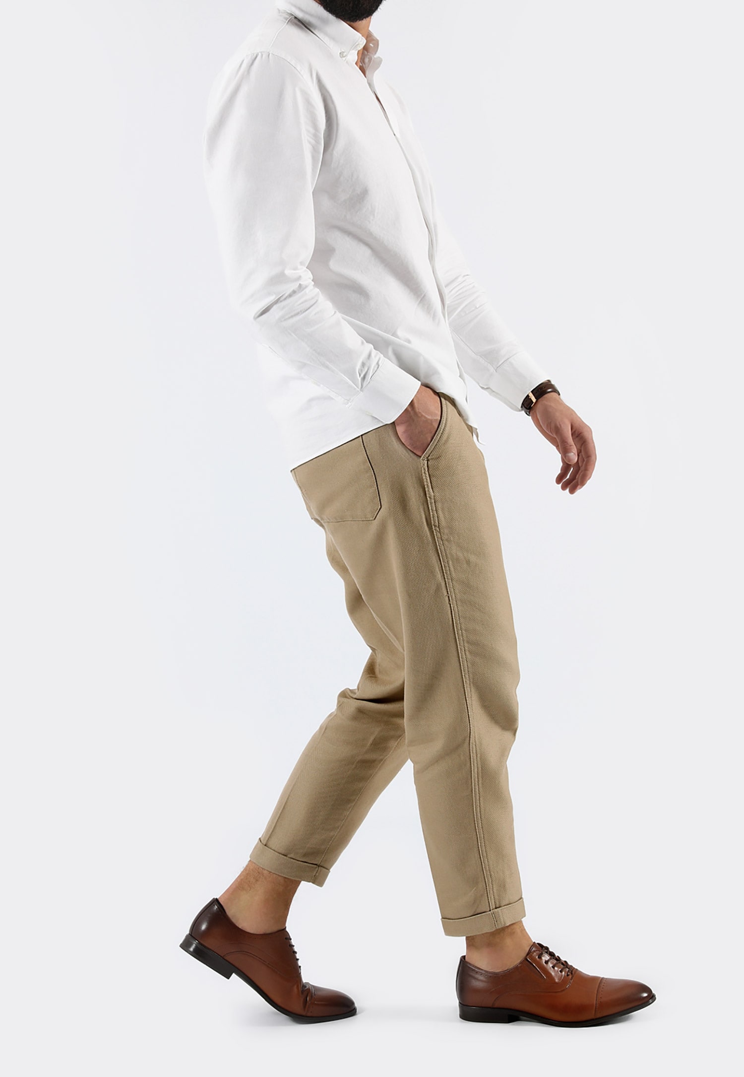 Jasnobrązowe półbuty męskie ze skóry licowej