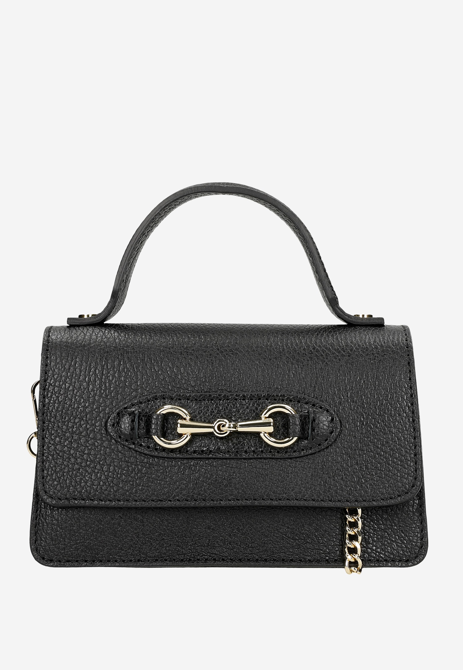 Czarna modowa torebka damska ze złotymi elementami