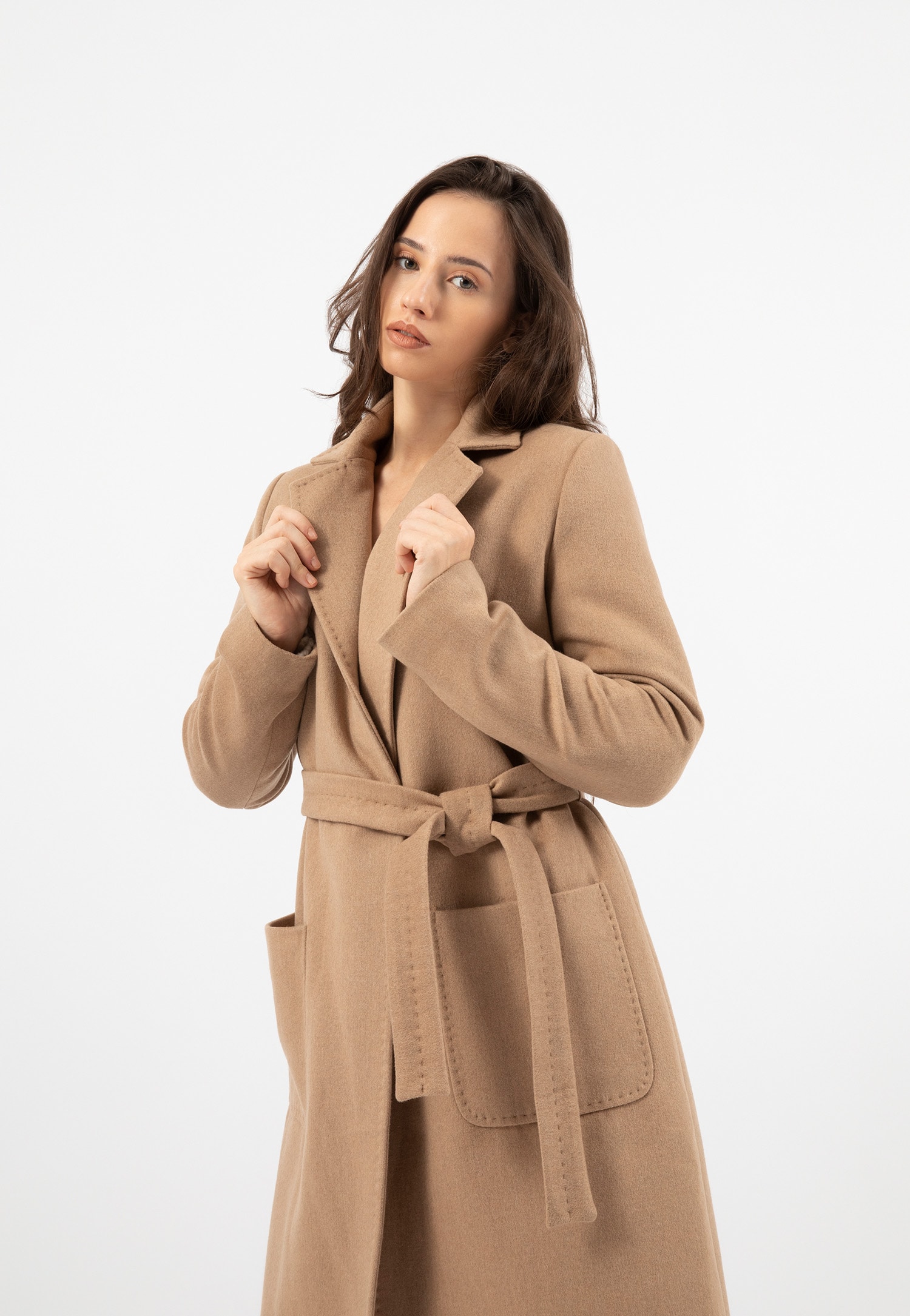 RELAKS beżowy płaszcz damski