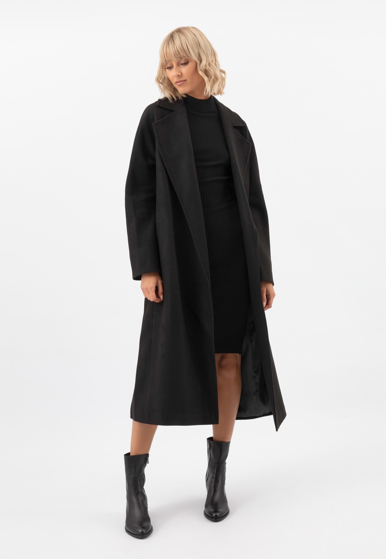 Długi brązowy płaszcz RELAKS