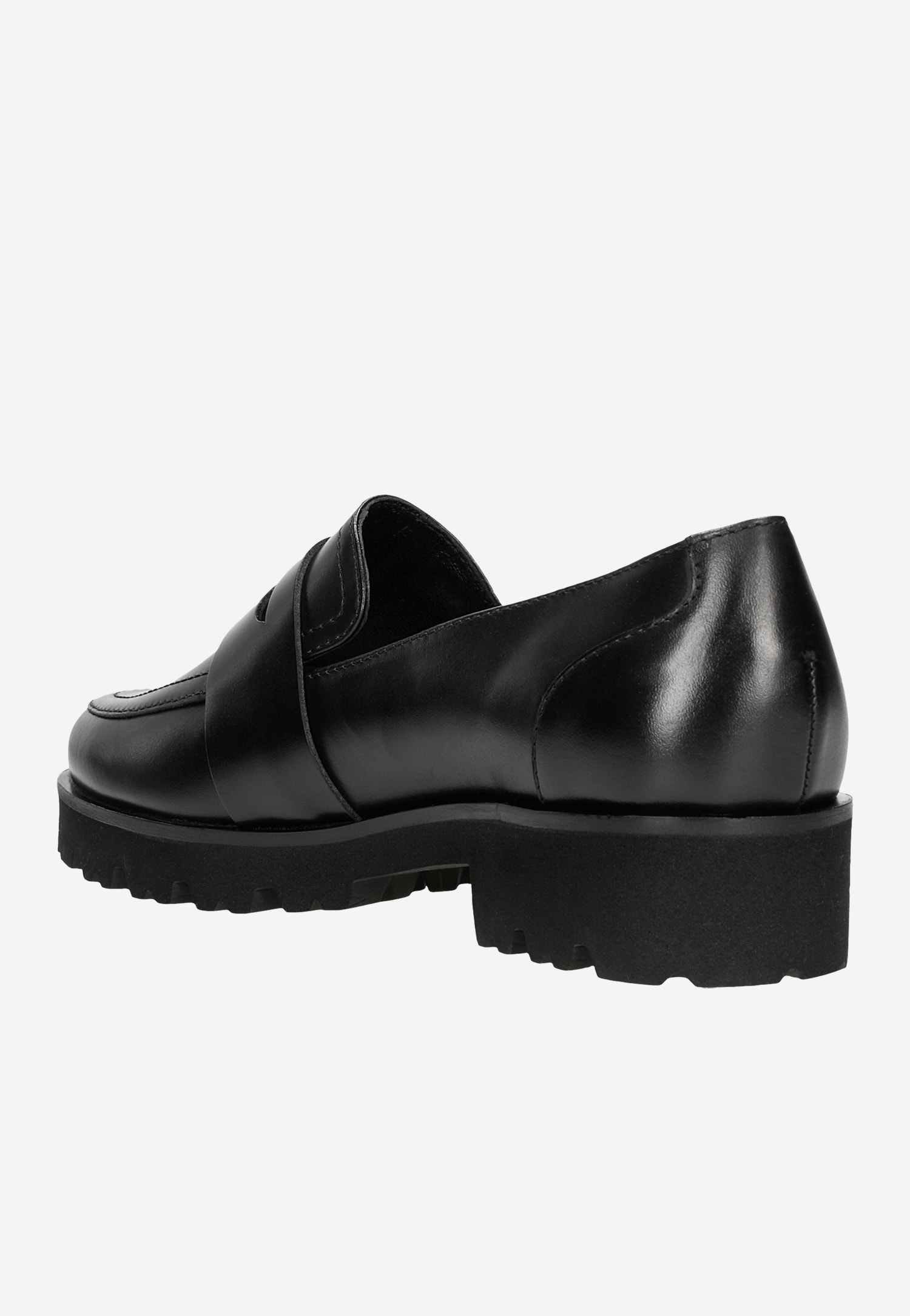 Czarne mokasyny damskie na grubej podeszwie