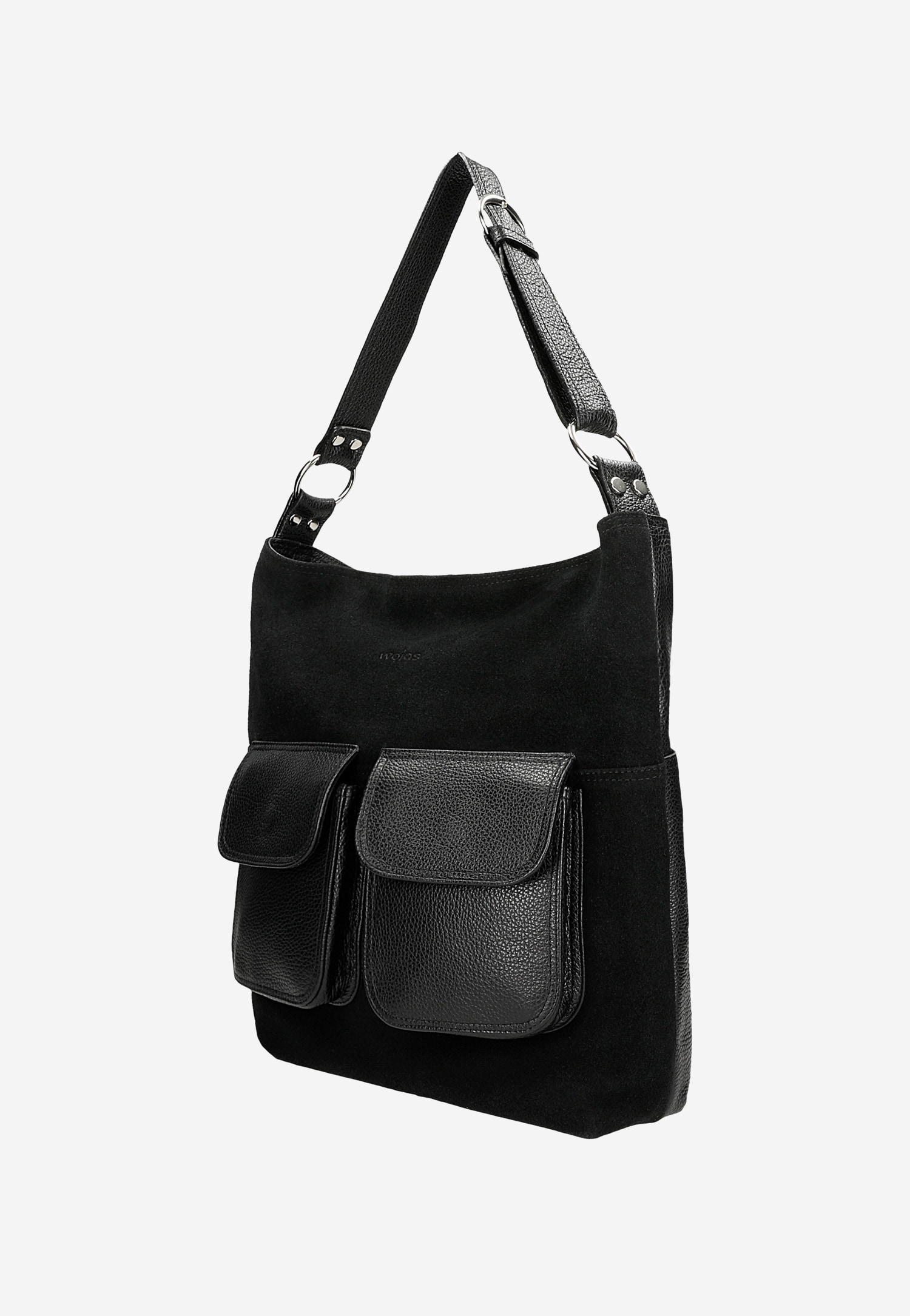 Duża torebka damska ze skóry licowej i welurowej