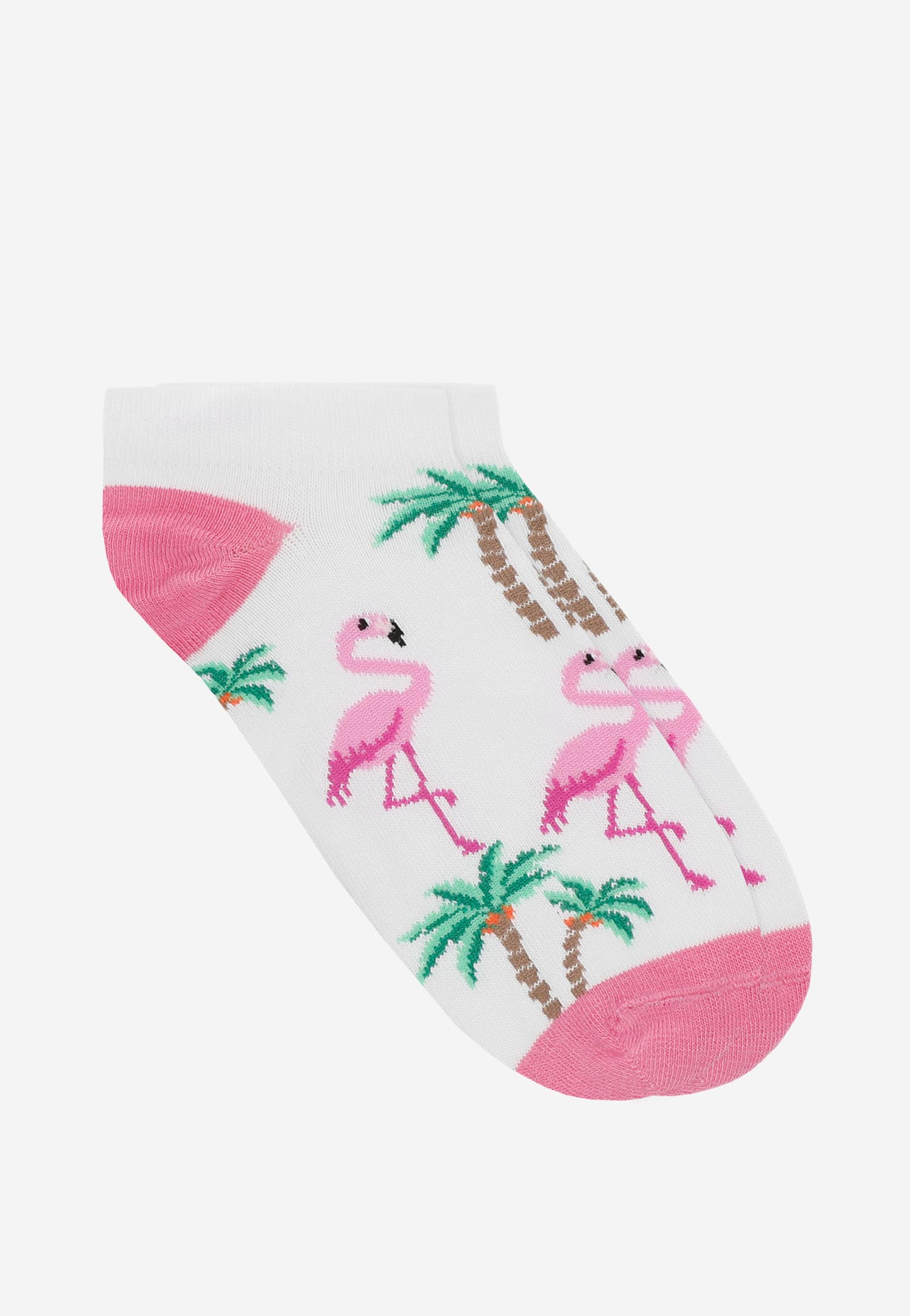 Stopki damskie z flamingami i palmami