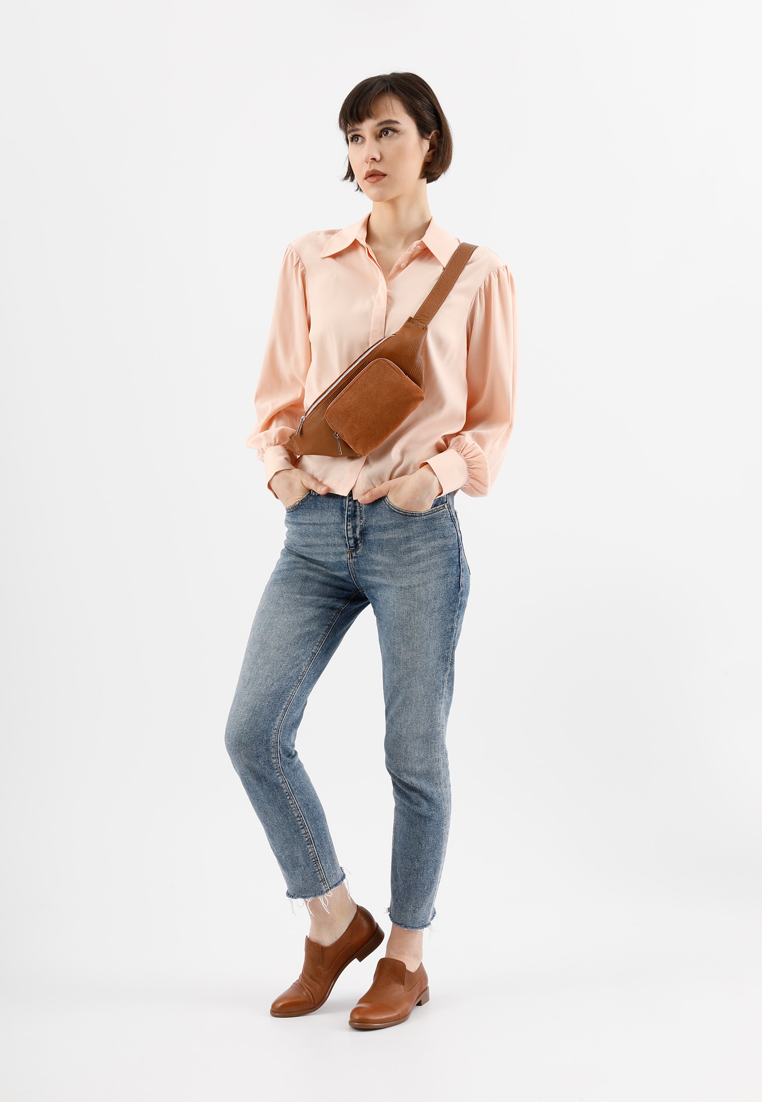 Czarne loafersy damskie ze skóry licowej