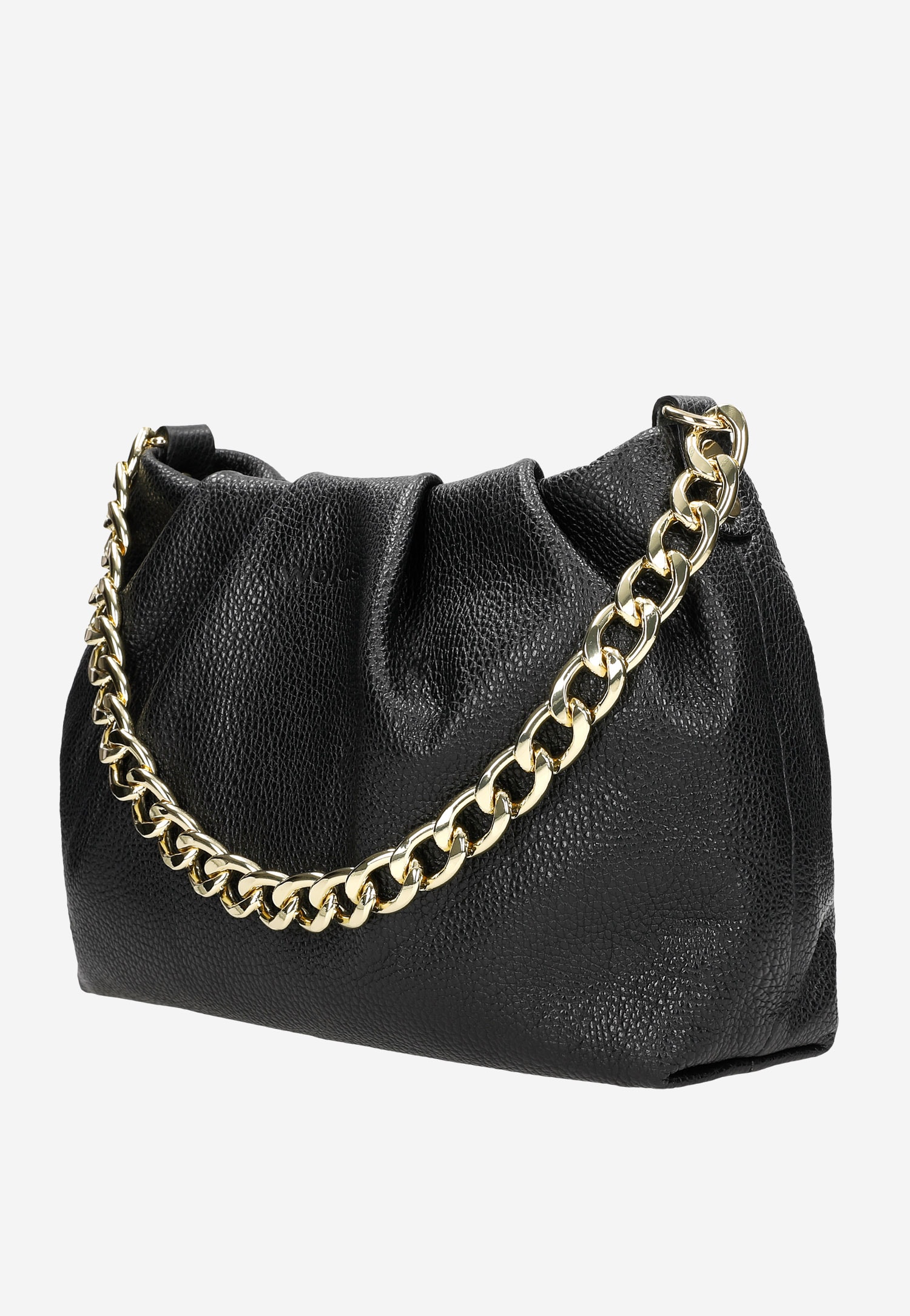 Bezowa skórzana torebka damska ze złotym łańcuchem