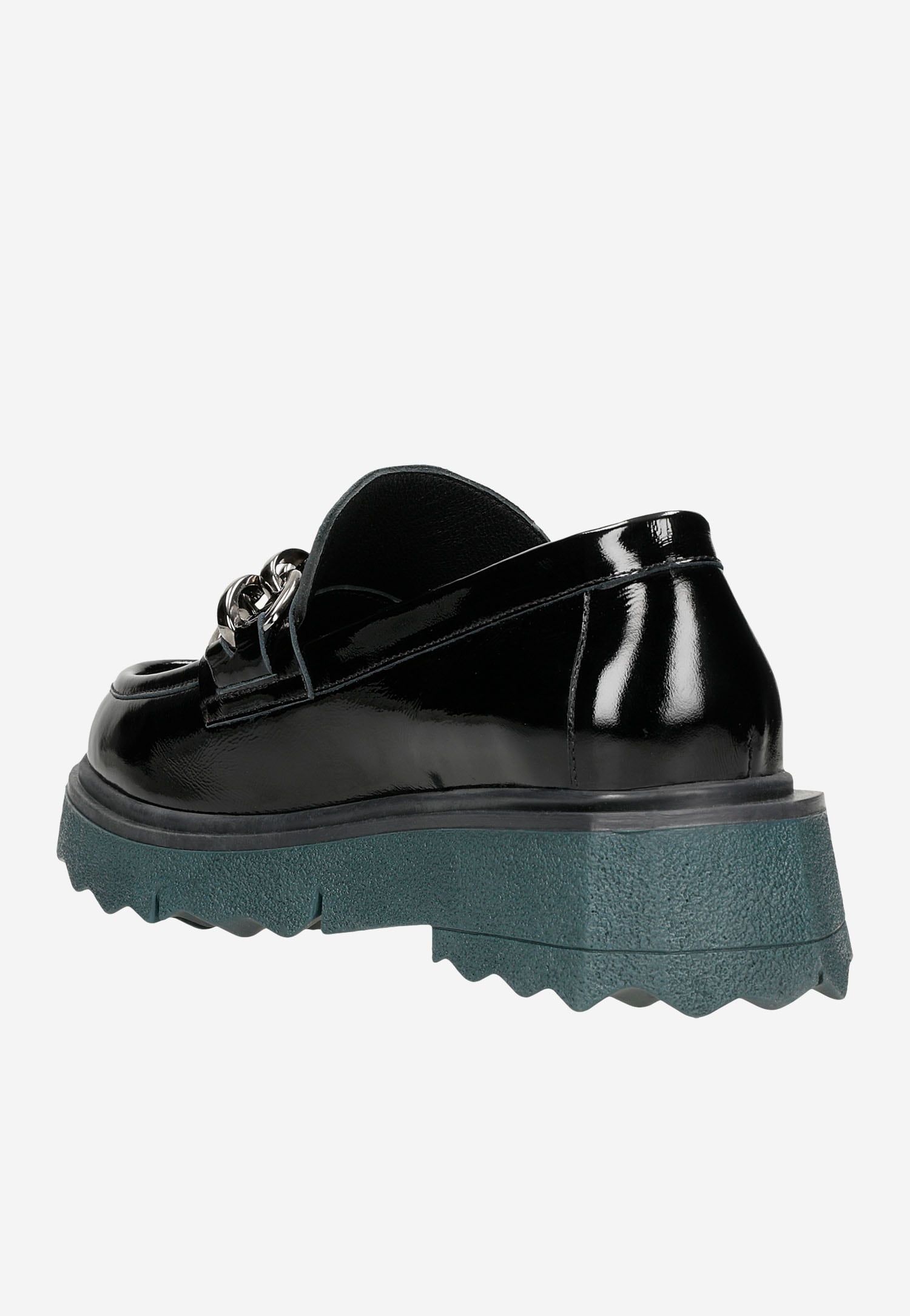 Czarne lakierowane mokasyny damskie na oryginalnej podeszwie