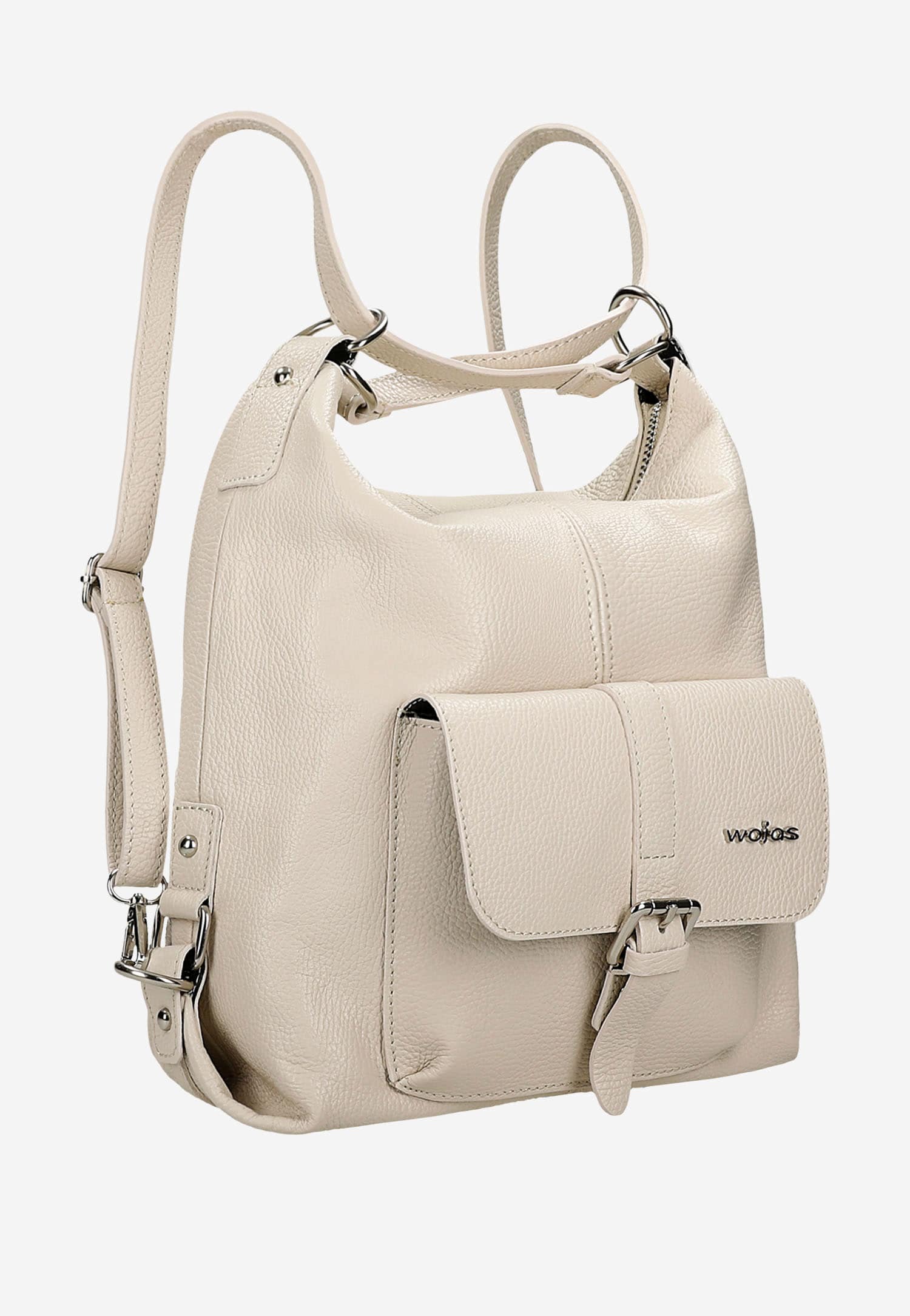 Beżowa skórzana torebka plecak 2w1