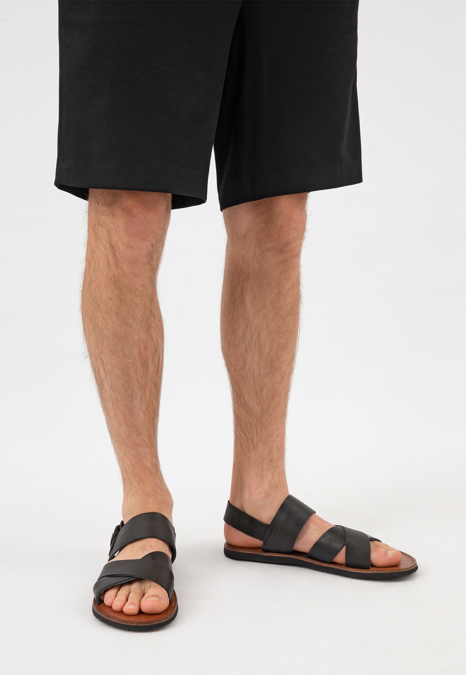 Skórzane sandały męskie w kolorze brązowym